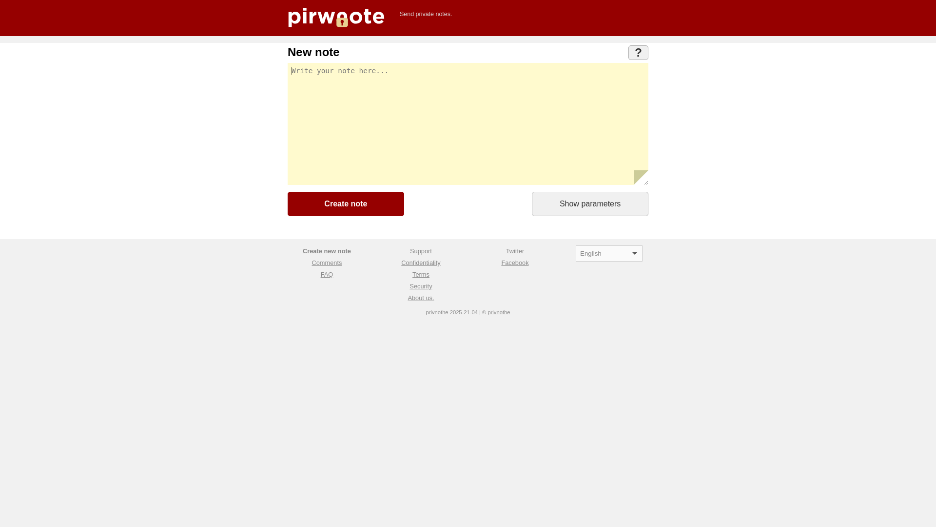 website screenshot of https://privnothe.com/