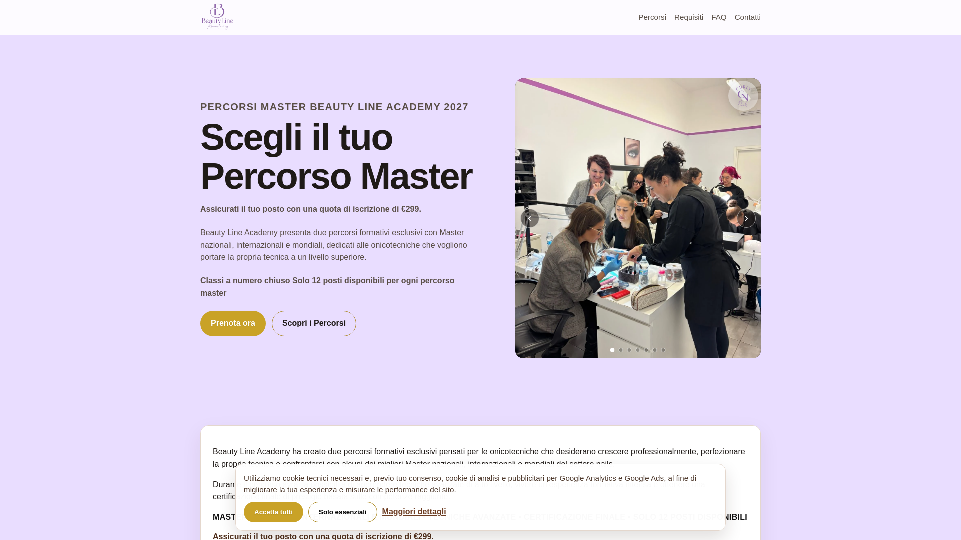 website screenshot of https://percorsomaster.com/