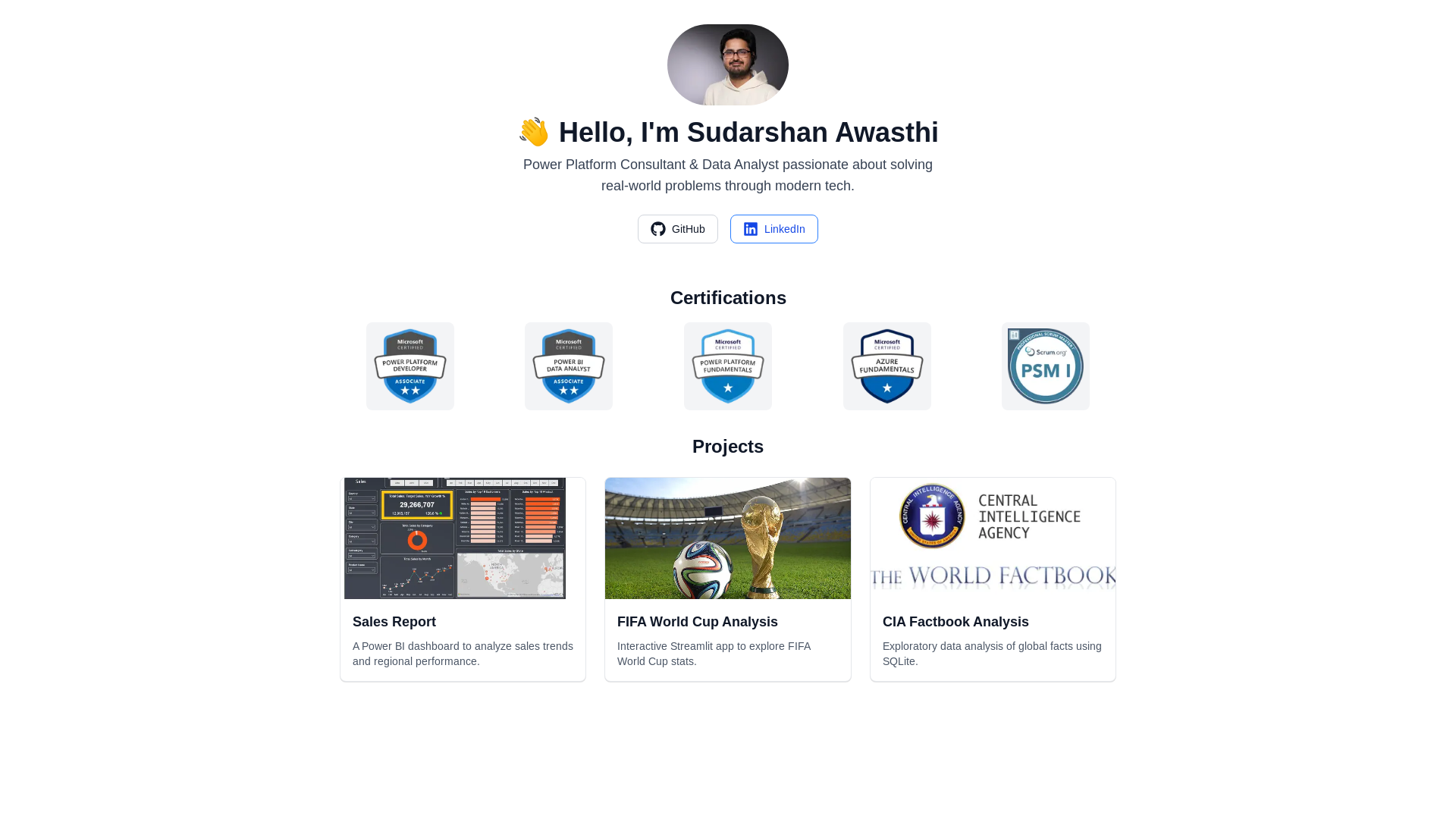 website screenshot of https://sudarshan-awasthi.com/