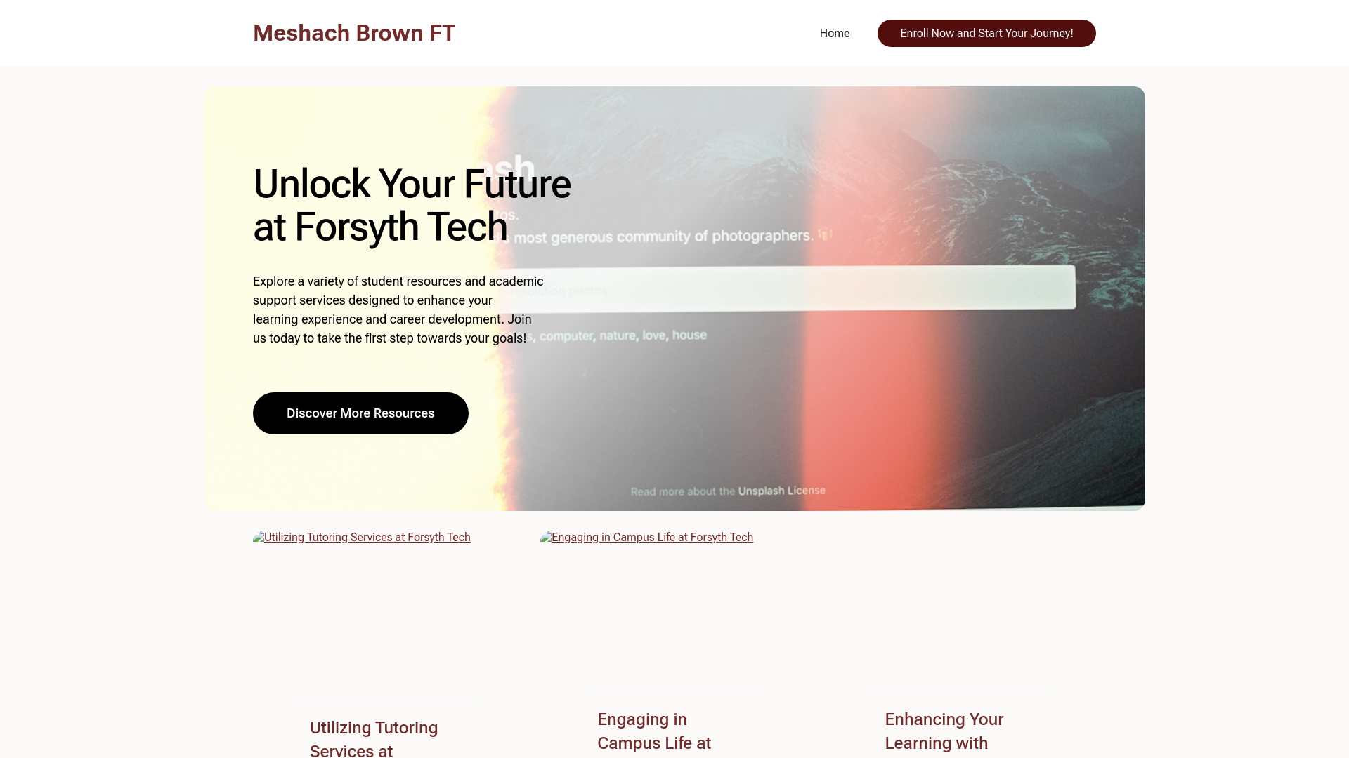 website screenshot of https://meshachbrownft.com