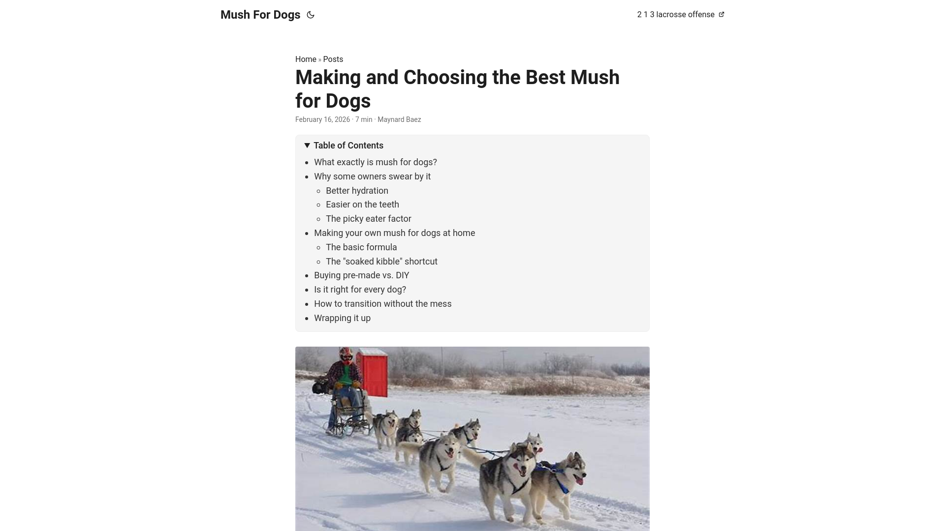 website screenshot of https://mush-for-dogs.pages.dev/