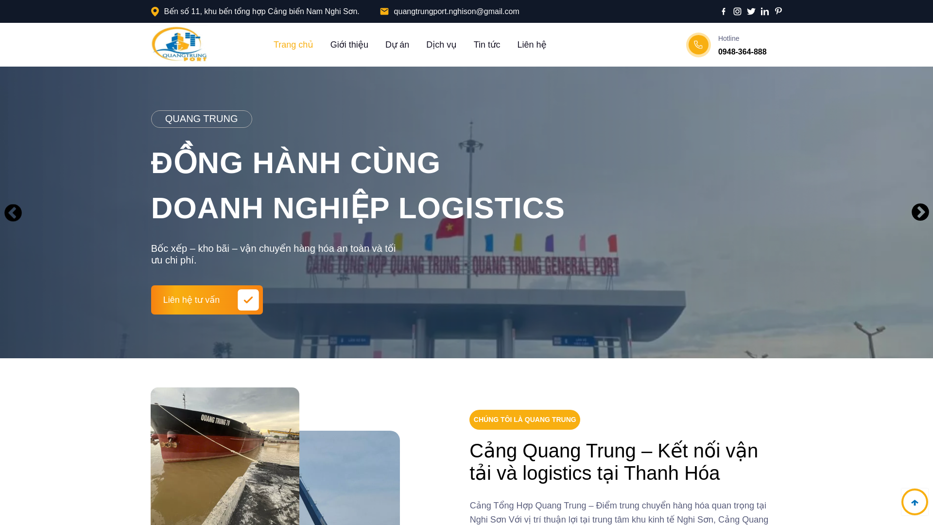website screenshot of https://quangtrungport.com.vn/