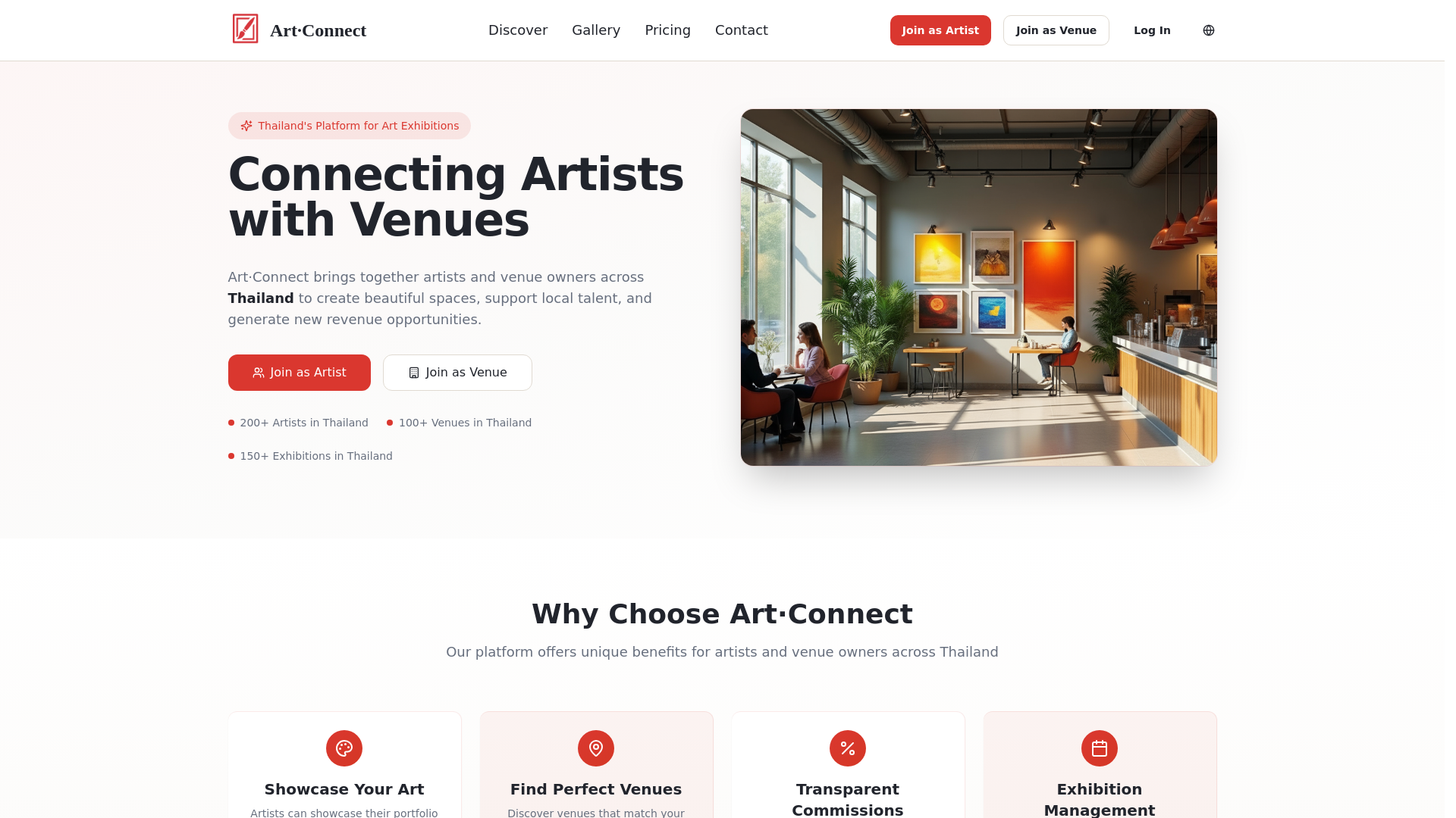 website screenshot of https://artconnect.art