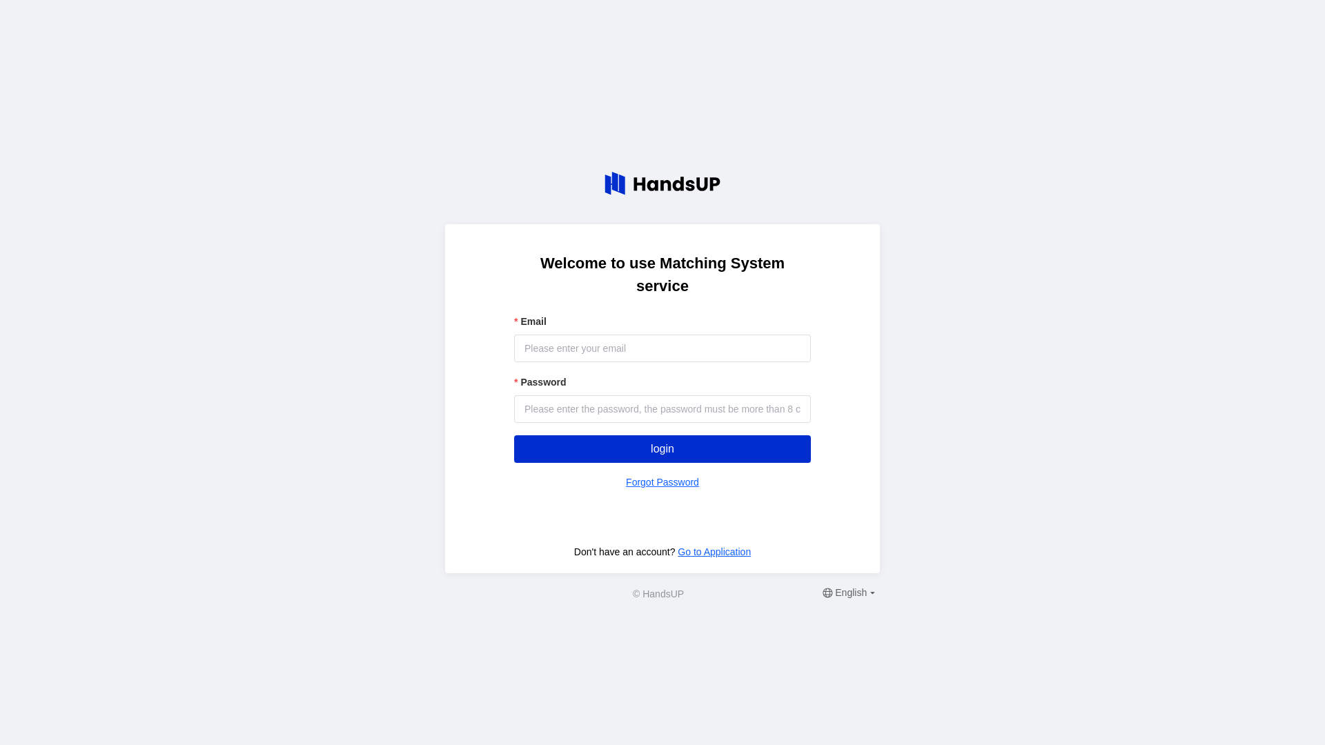 website screenshot of https://handsup-matching-system-dev-stage.pages.dev/