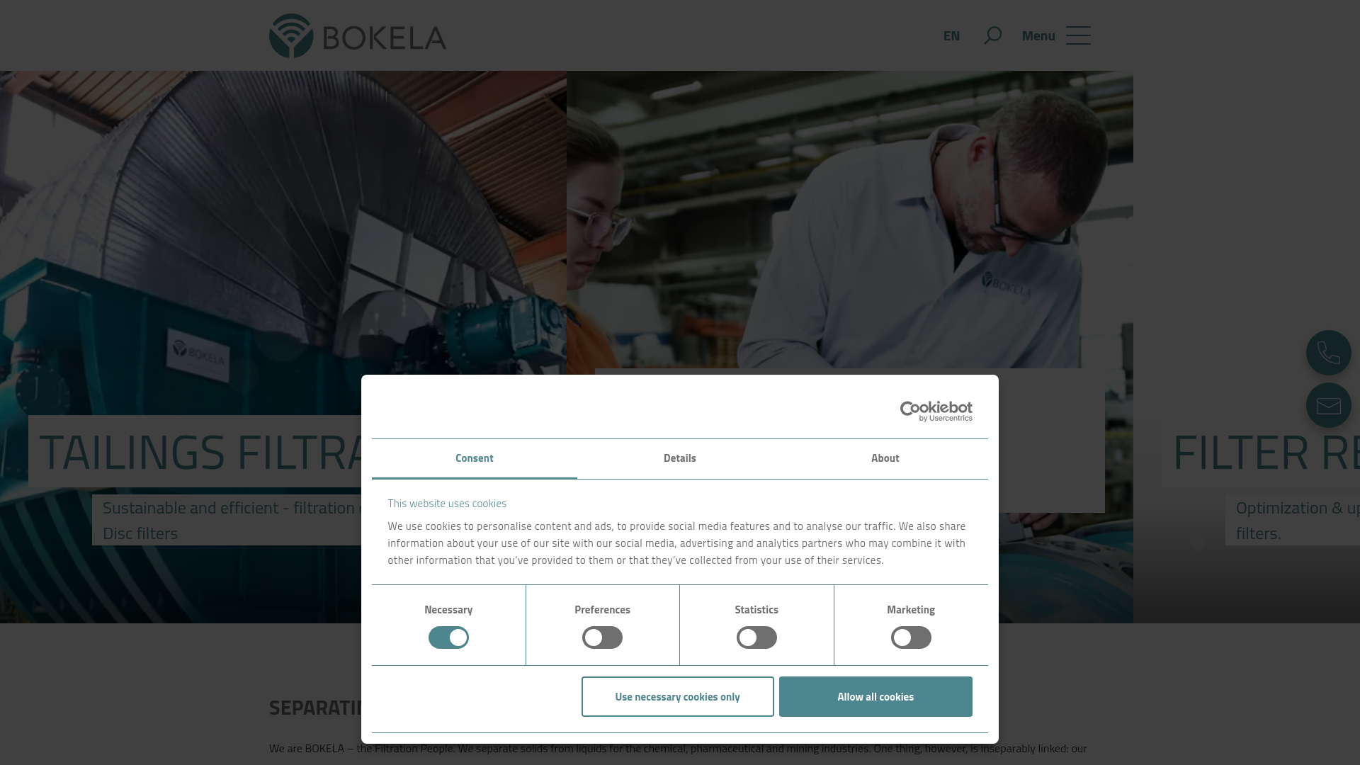 website screenshot of https://bokela.com/
