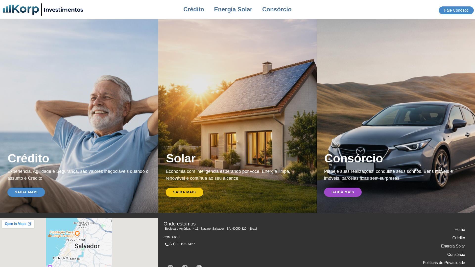 website screenshot of https://korpinvestimentos.com.br/