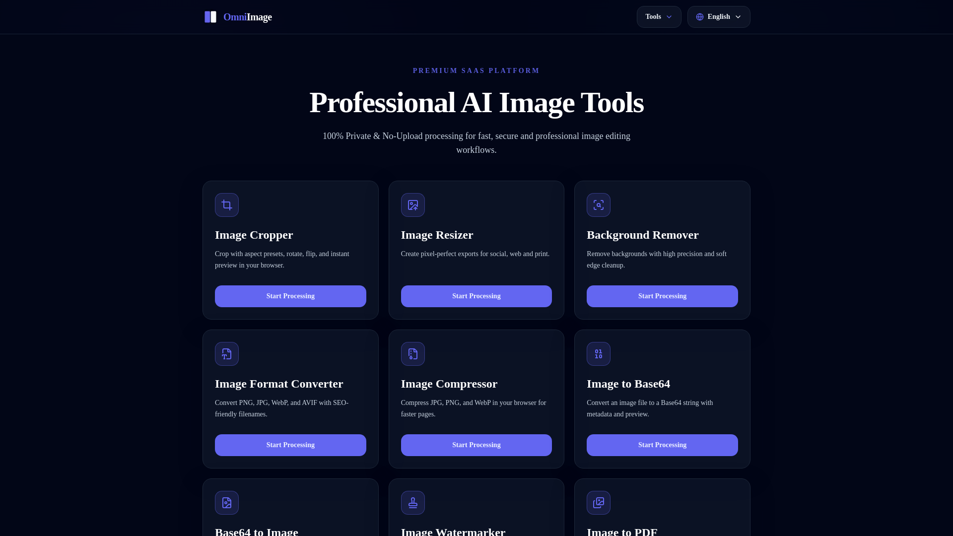 website screenshot of https://omniimage.io/