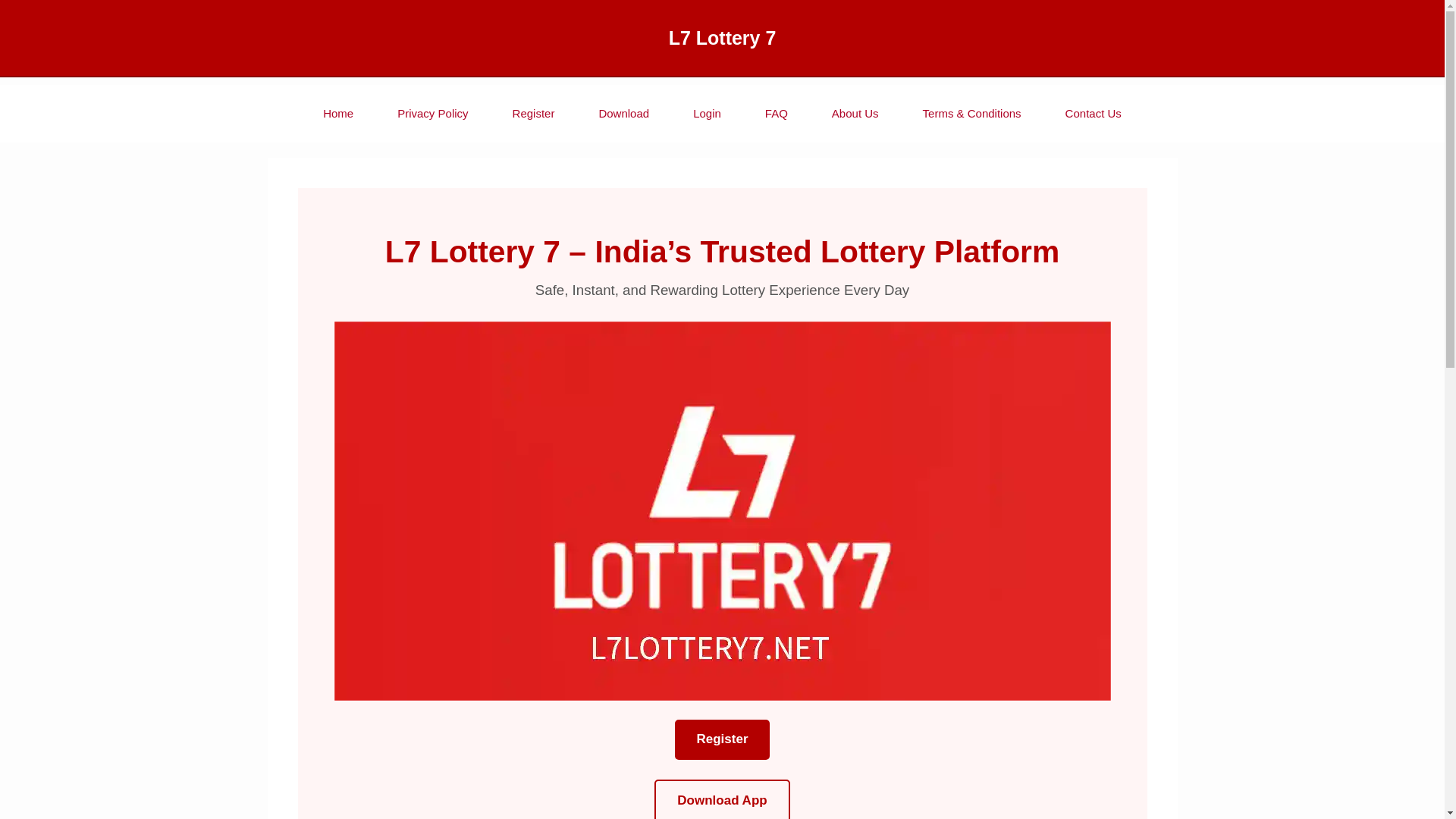 website screenshot of https://l7lottery7.net/