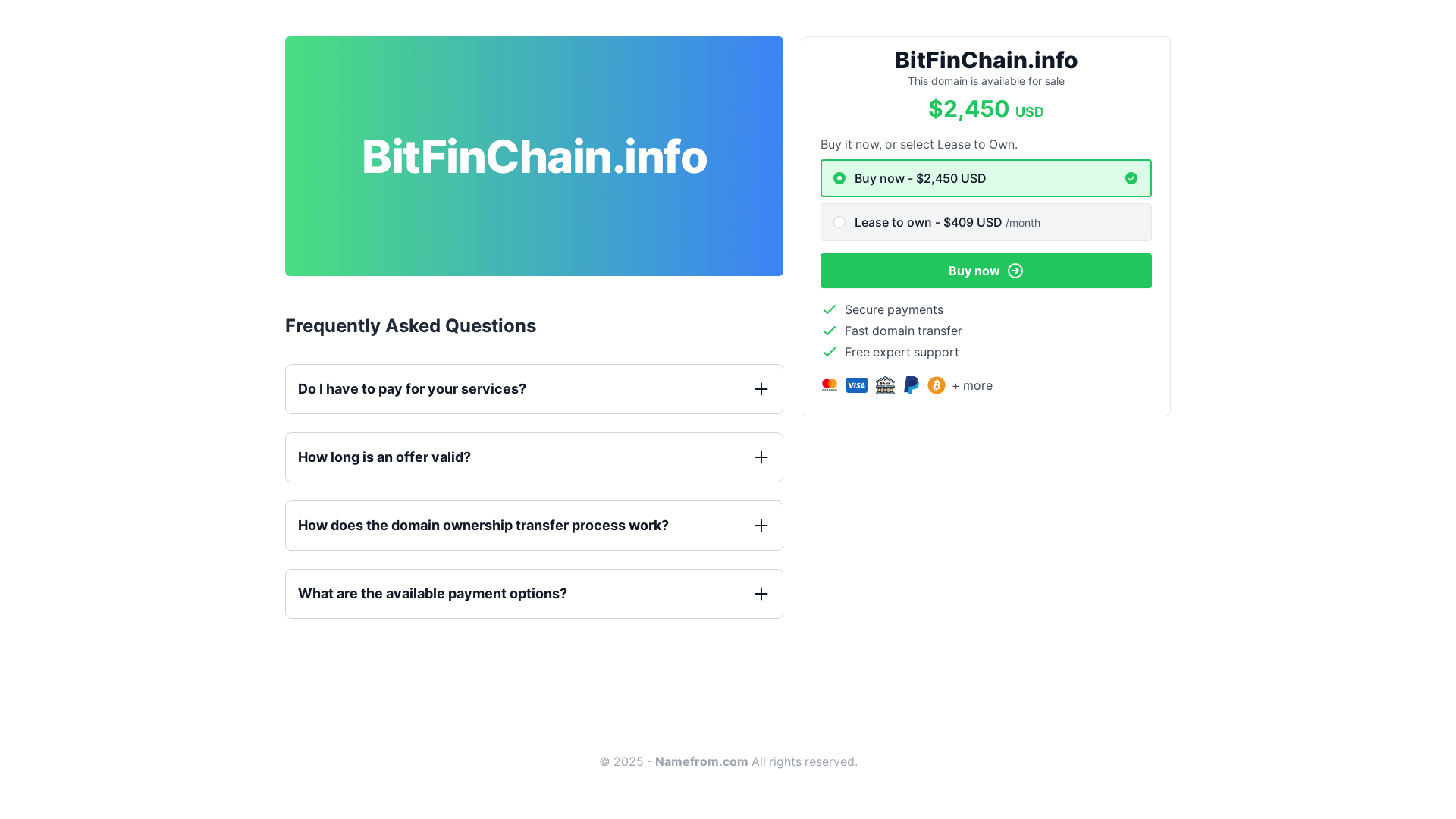 website screenshot of https://bitfinchain.info/