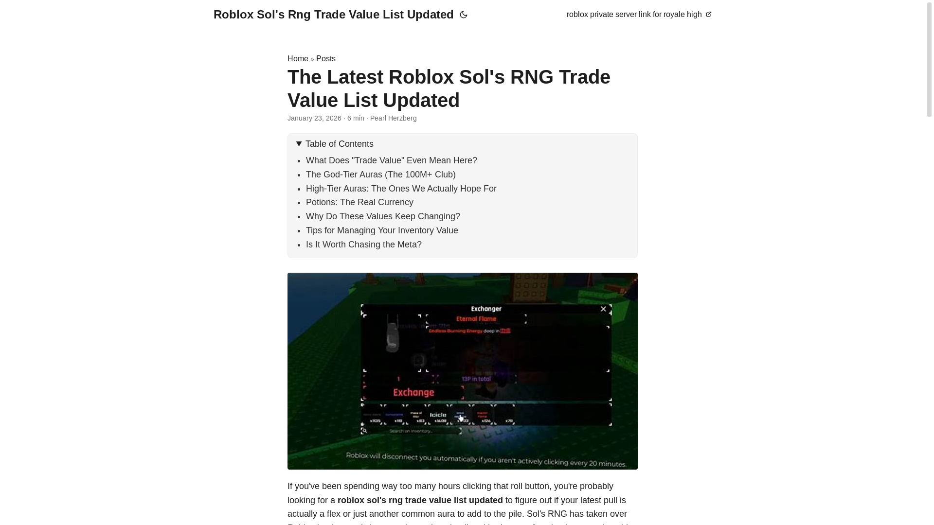 website screenshot of https://roblox-sols-rng-trade-value-list-updated.pages.dev/
