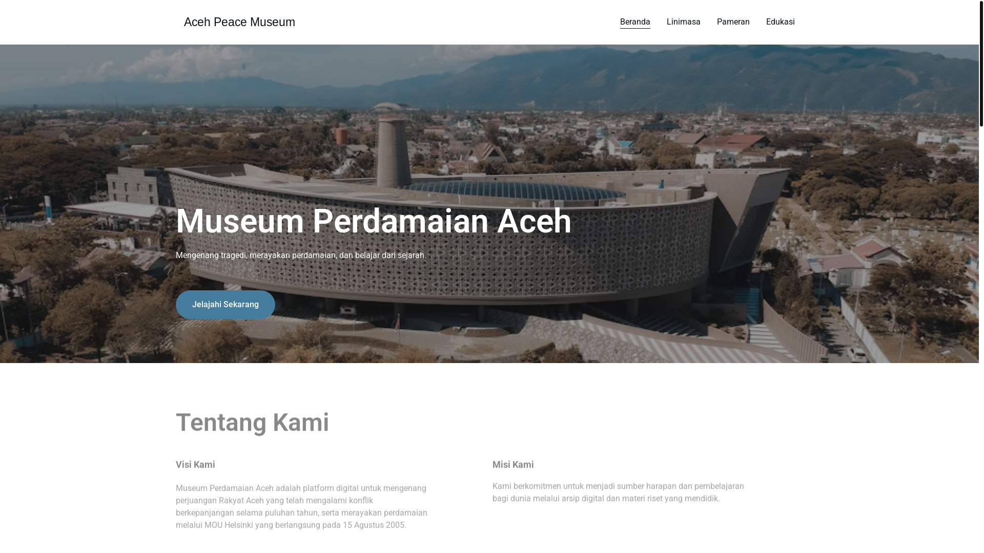 website screenshot of https://acehpeacemuseum.org/