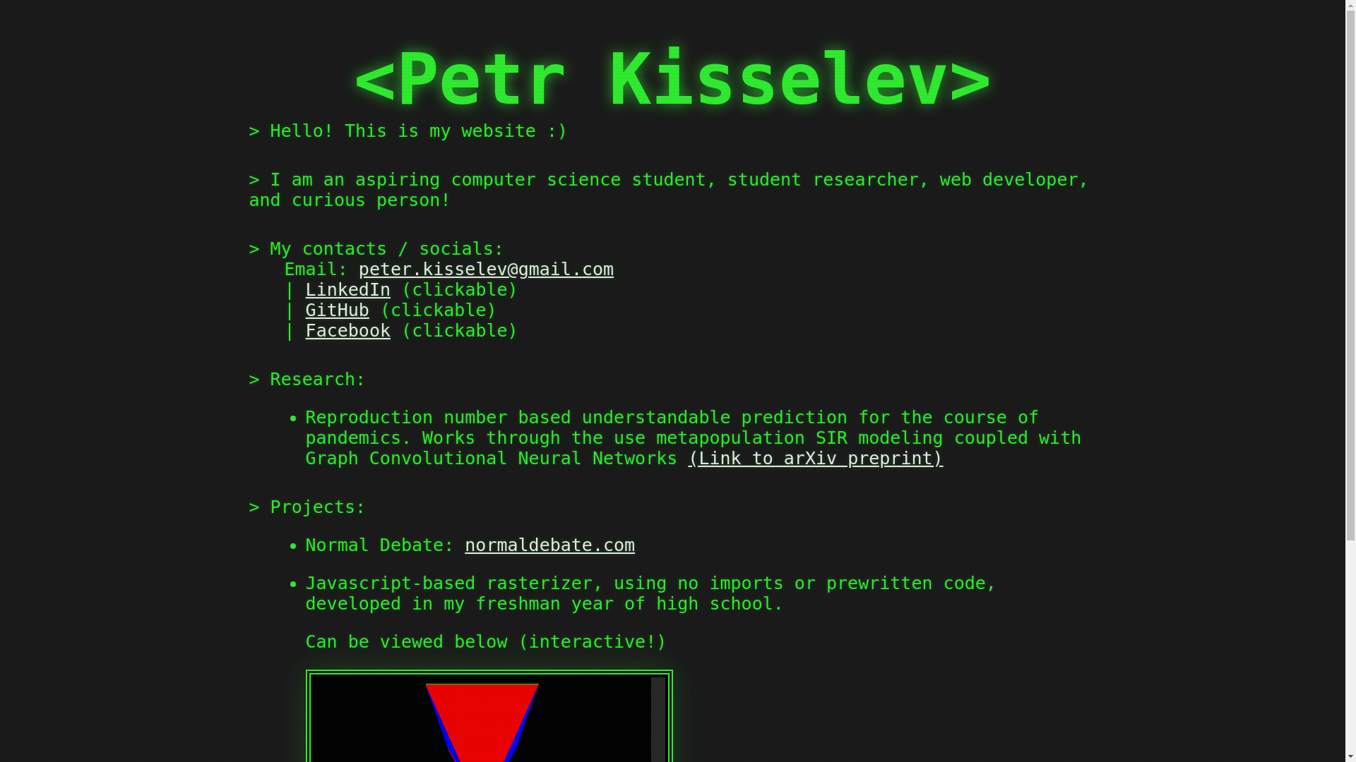 website screenshot of https://petrkisselev.com/