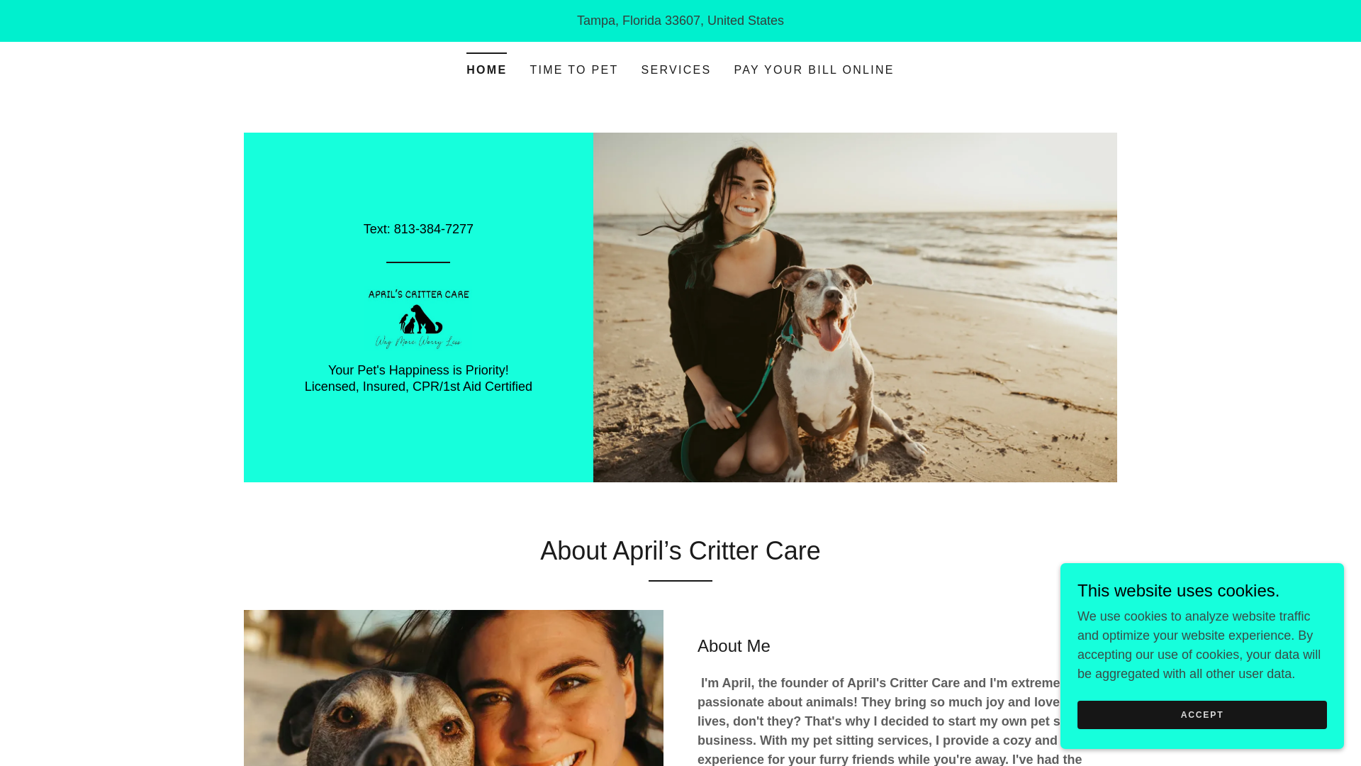 website screenshot of https://aprilscrittercare.com