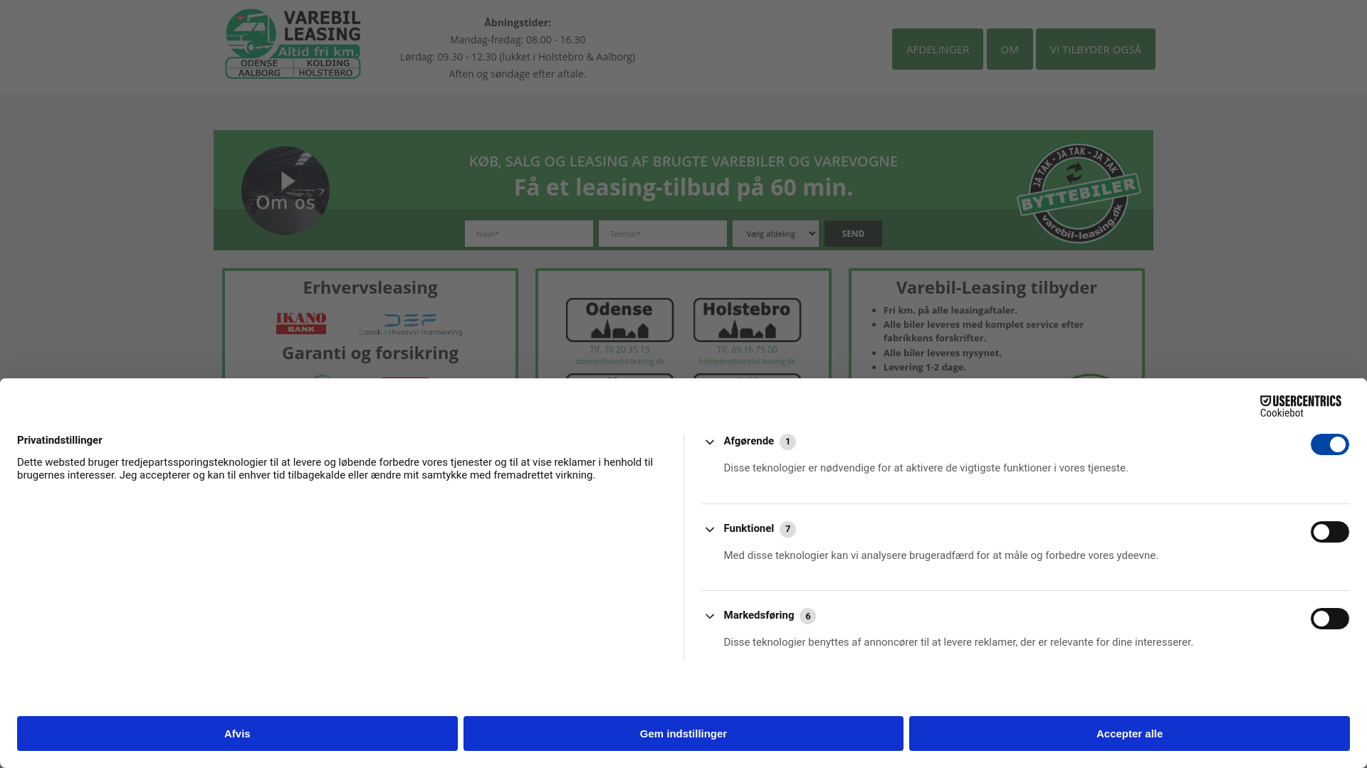 website screenshot of https://brugte-kassevogne.dk/