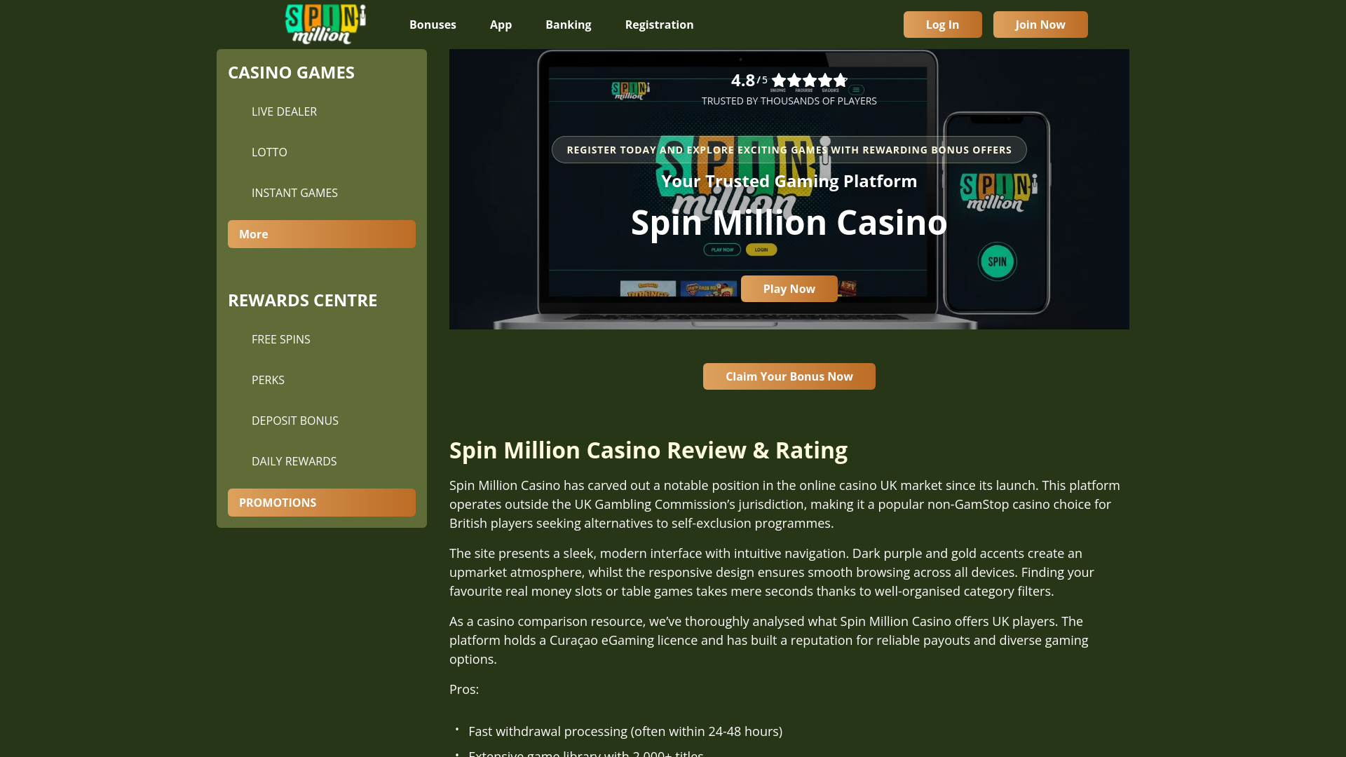 website screenshot of https://spin-million-casino-uk.pages.dev/