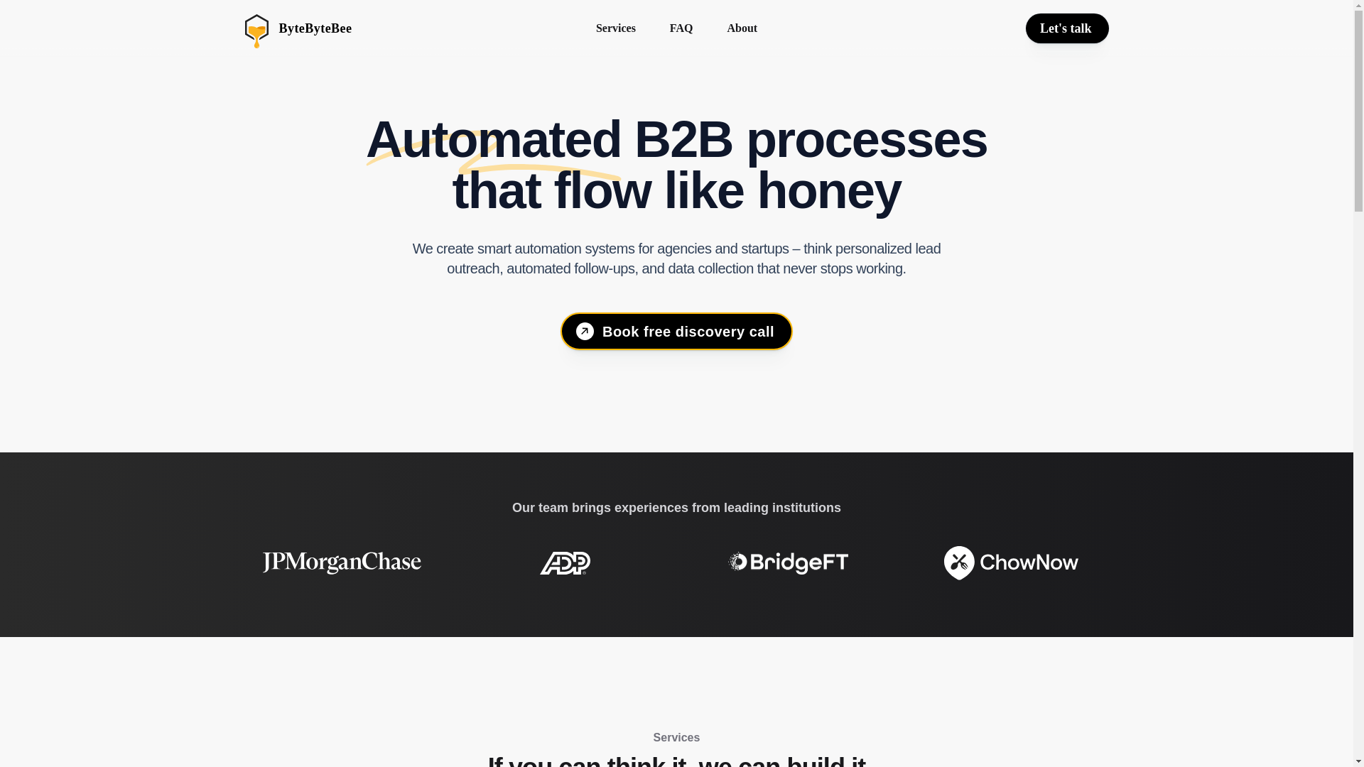 website screenshot of https://bytebytebee-site.pages.dev/