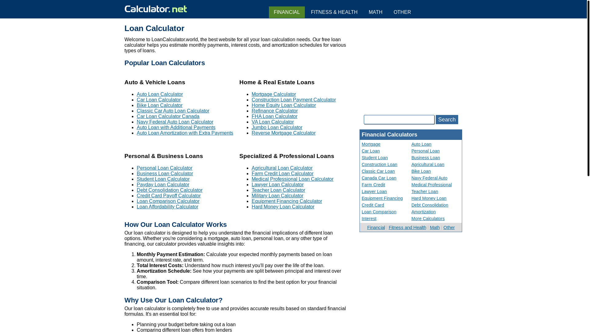 website screenshot of https://loan-calculator-dpp.pages.dev/