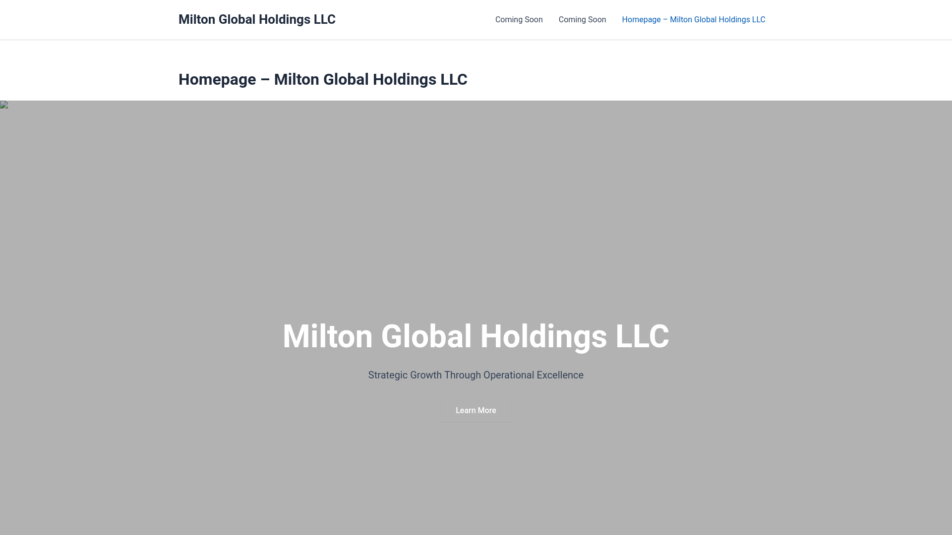 website screenshot of https://miltonglobalholdings.com/