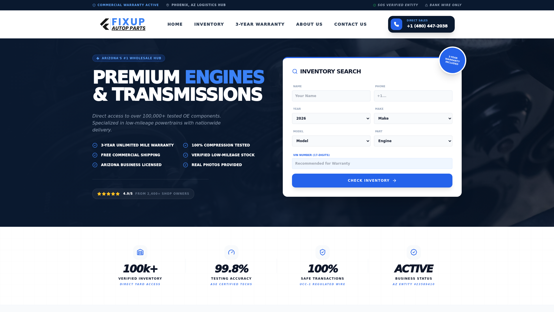 website screenshot of https://fixupautoparts.com/