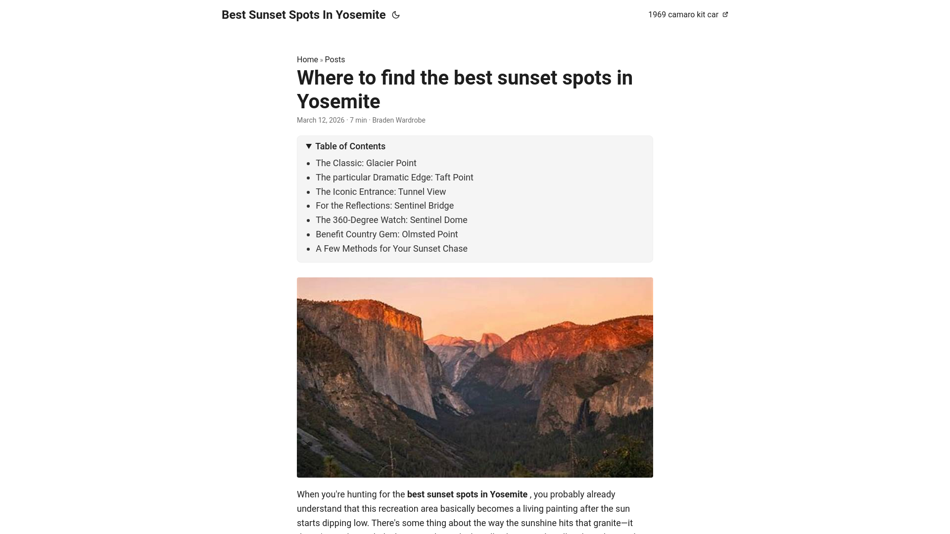 website screenshot of https://best-sunset-spots-in-yosemite.pages.dev/
