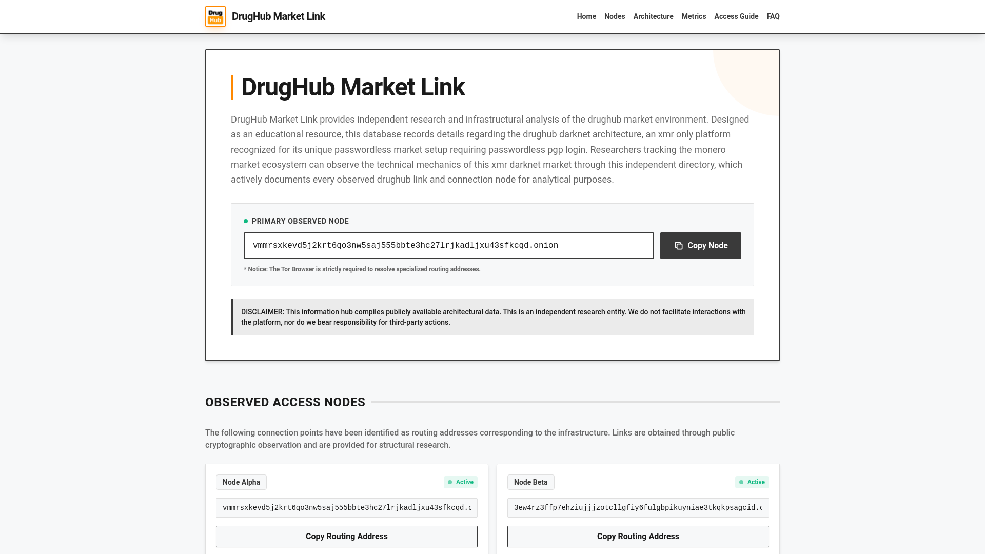 website screenshot of https://drughubmarketlink.st