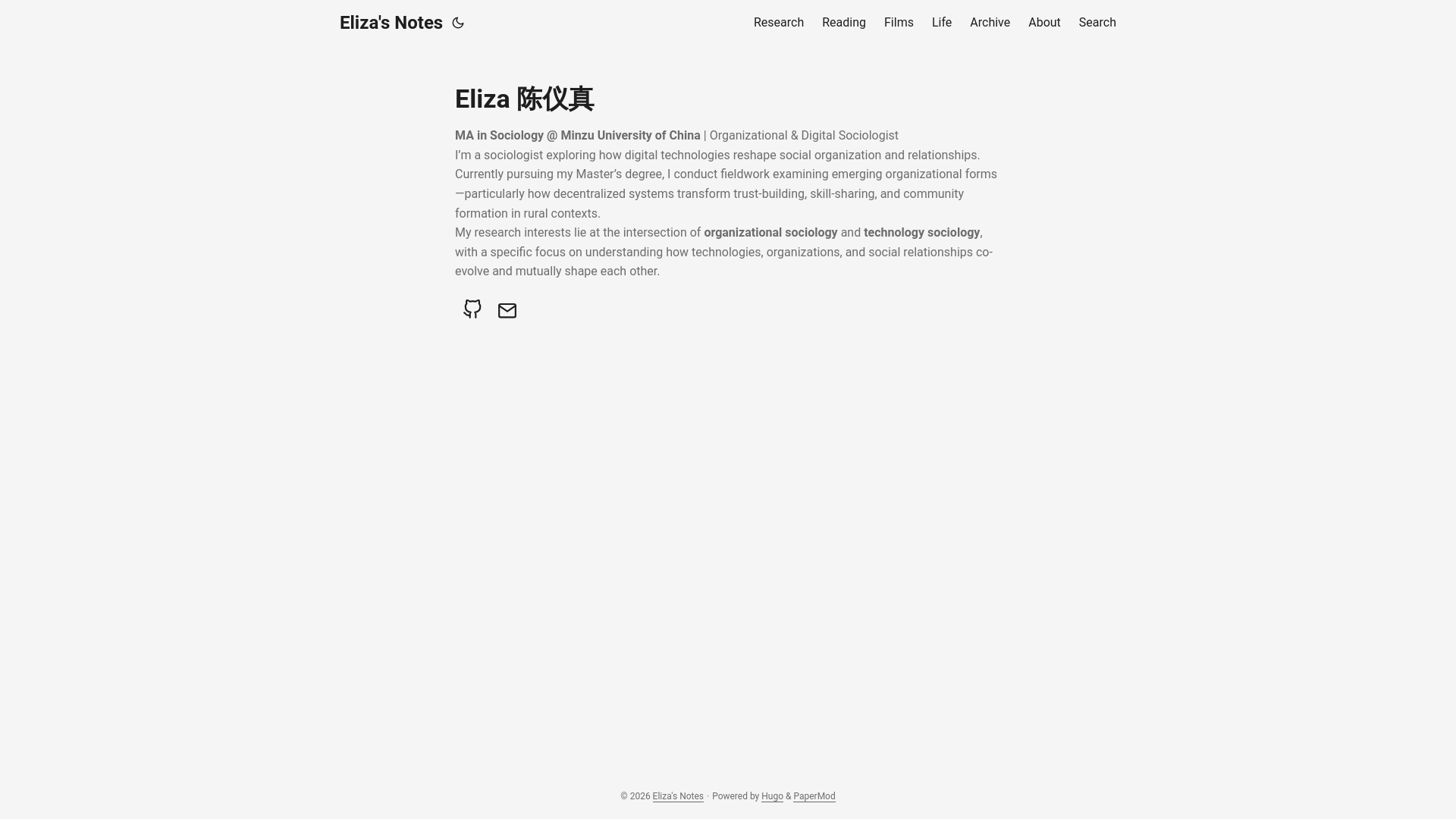 website screenshot of https://eliza-notes.com/