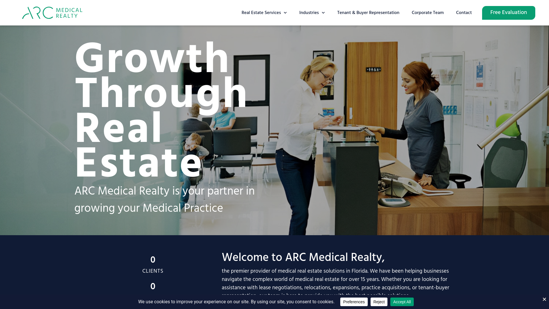website screenshot of http://www.arcmedicalrealty.com/