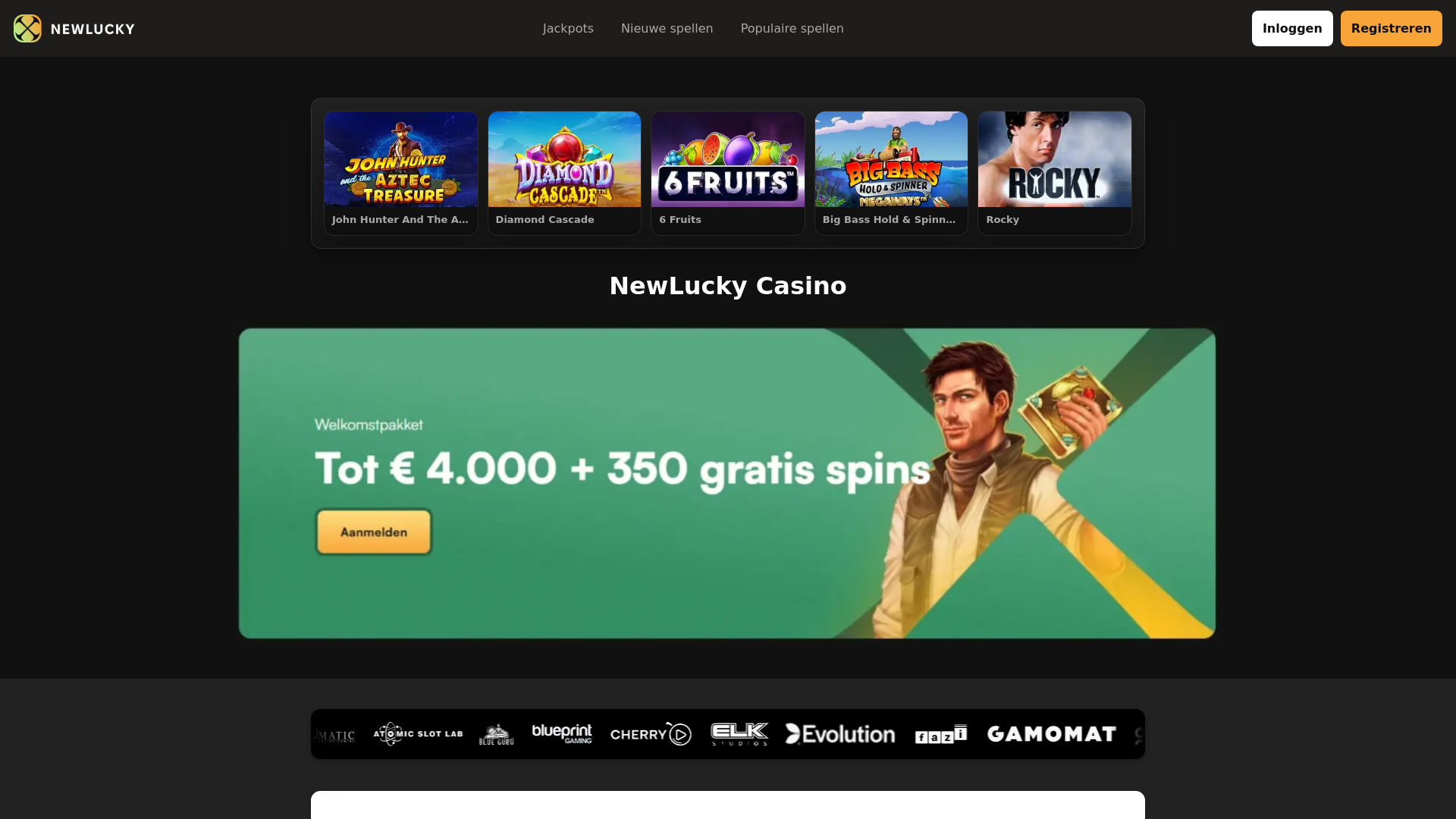 website screenshot of https://new-lucky-casinos.com/