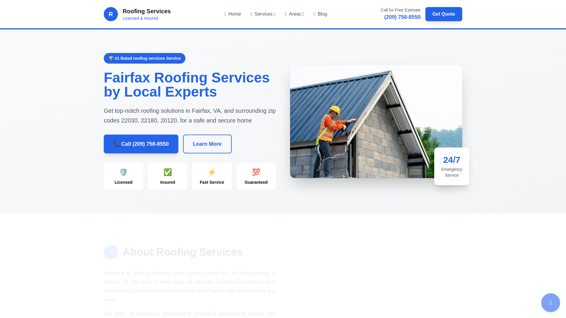 website screenshot of https://fairfaxroofingservices.pages.dev/