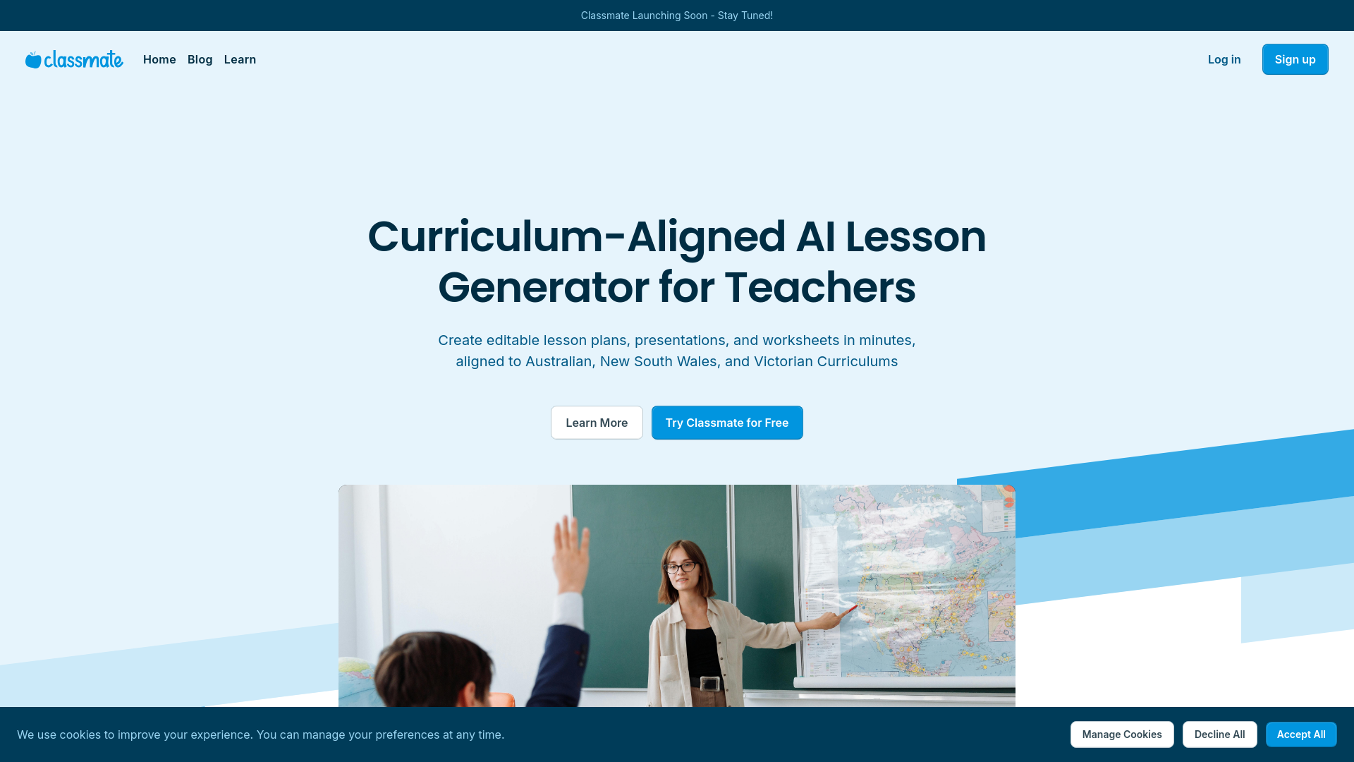 website screenshot of https://myclassmate.ai