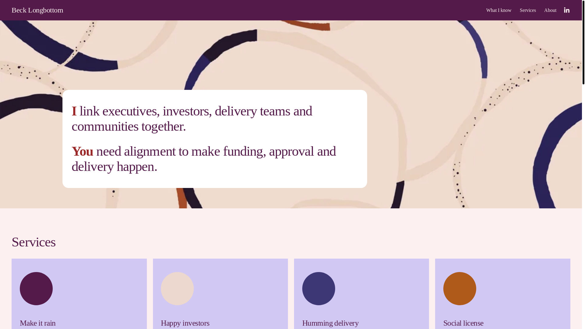 website screenshot of https://becklongbottom.com/