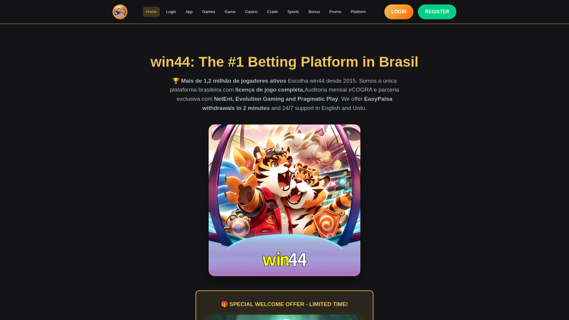 website screenshot of https://win44beter.com