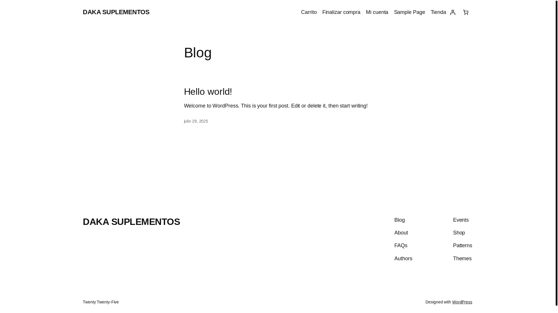 website screenshot of https://dakasuplementos.com.co/
