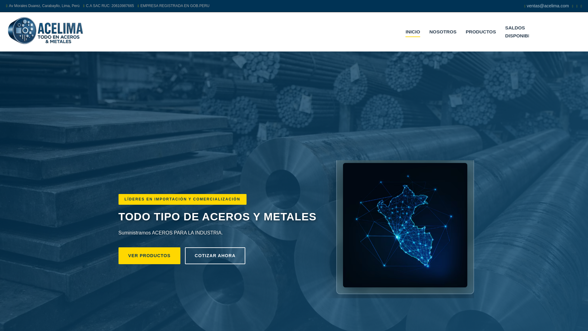 website screenshot of https://corporacionacelima.com/