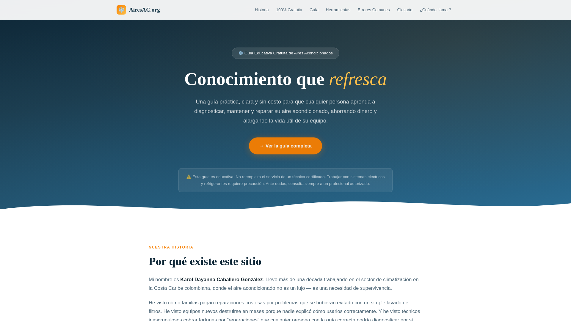website screenshot of https://airesfix.lat