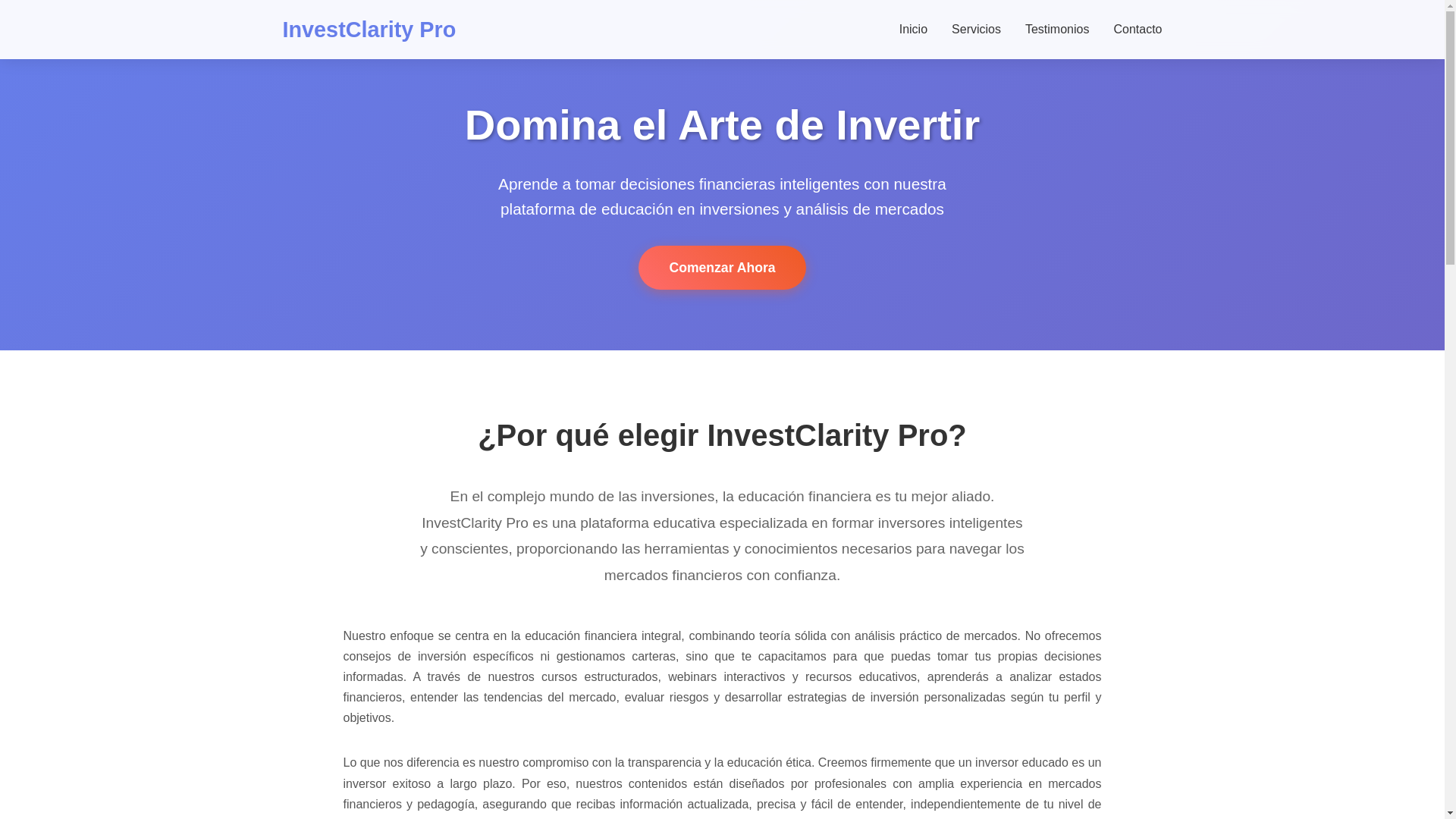website screenshot of https://investclaritypro.vip/