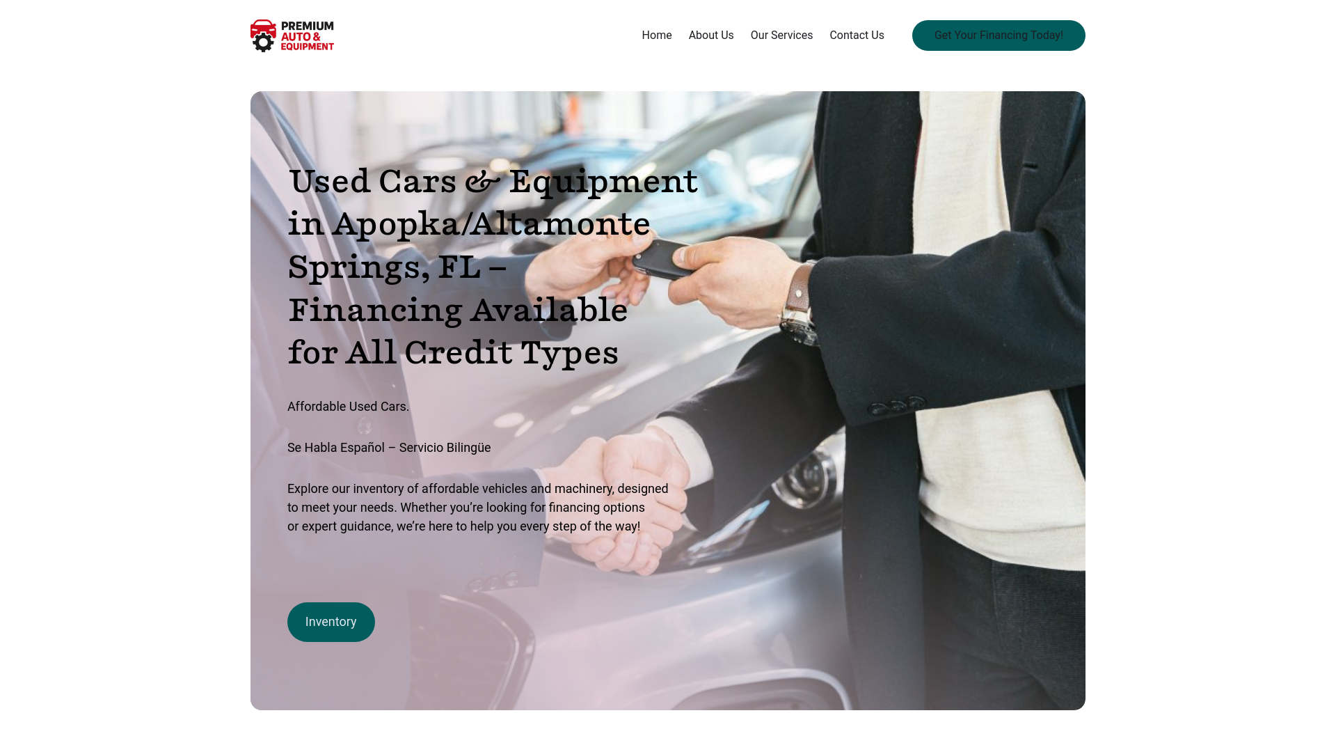 website screenshot of https://premiumautoequipment.com/