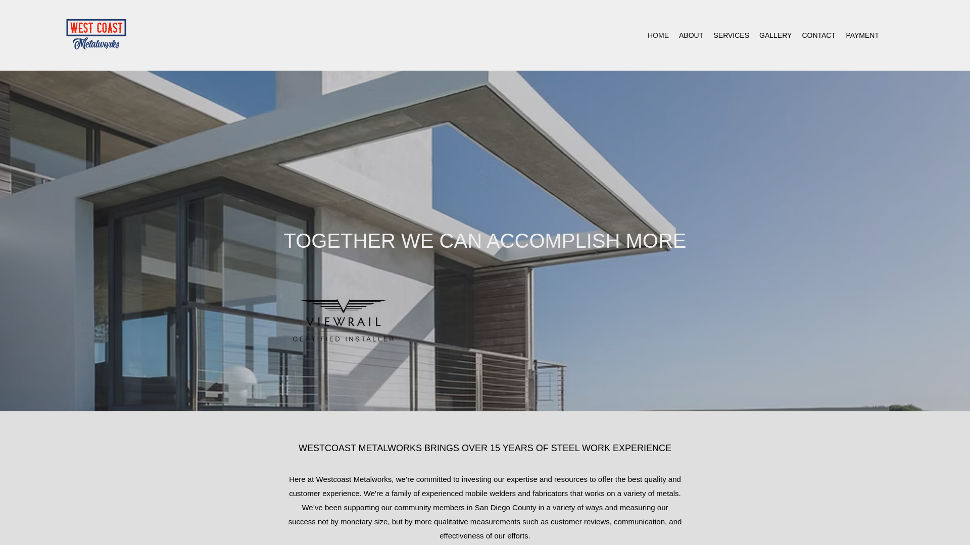 website screenshot of https://wcoastmetalworks.com/