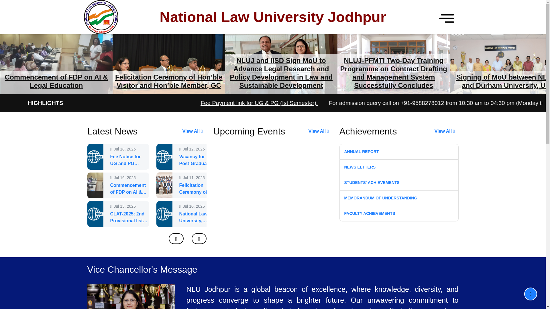 website screenshot of https://www.nlujodhpur.ac.in/