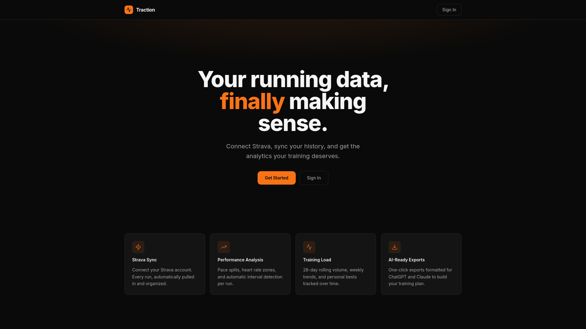 website screenshot of https://traction-run.pages.dev/
