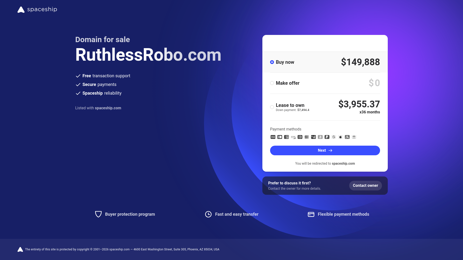 website screenshot of https://ruthlessrobo.com