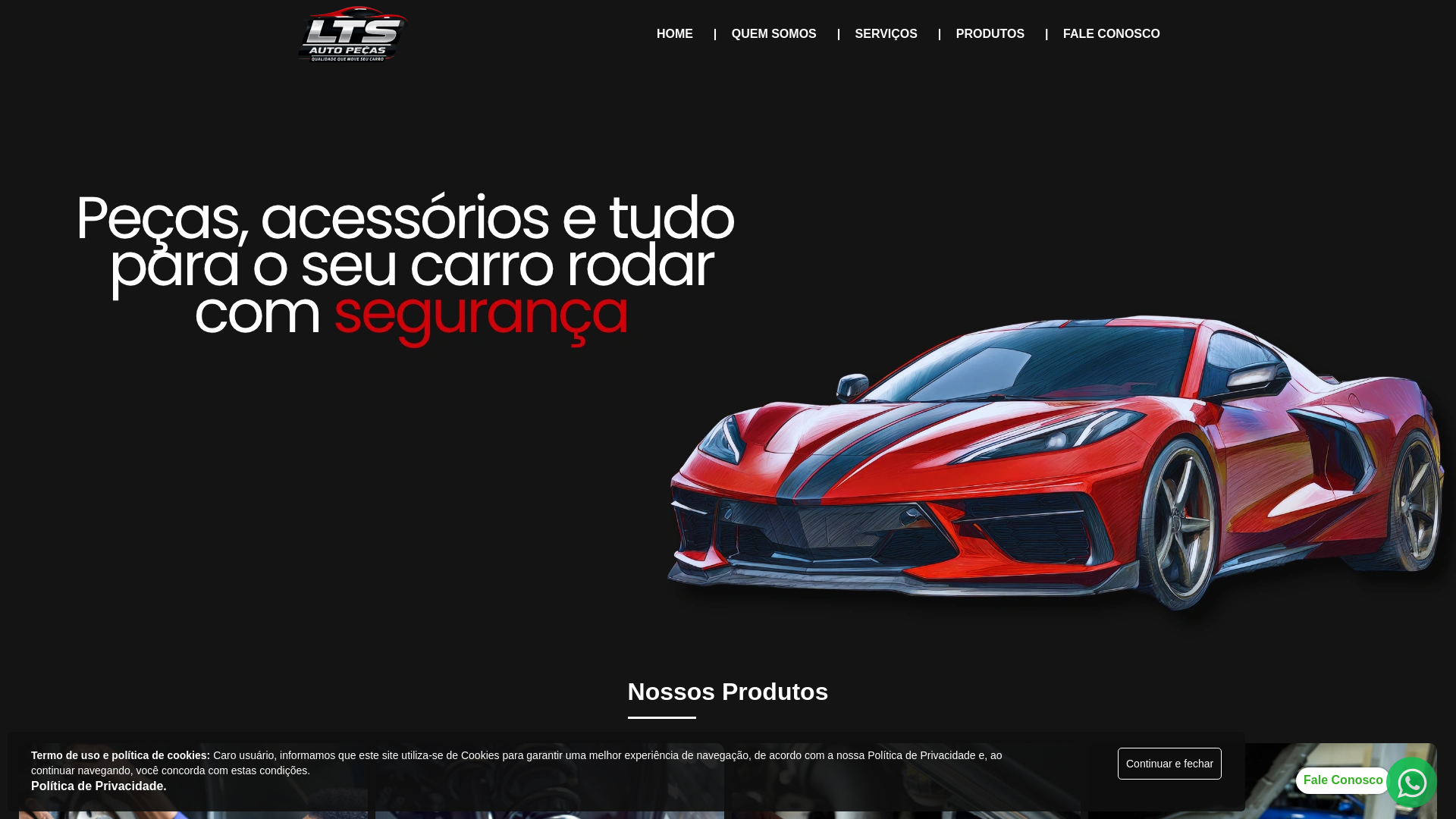 website screenshot of https://ltsautopecas.com.br