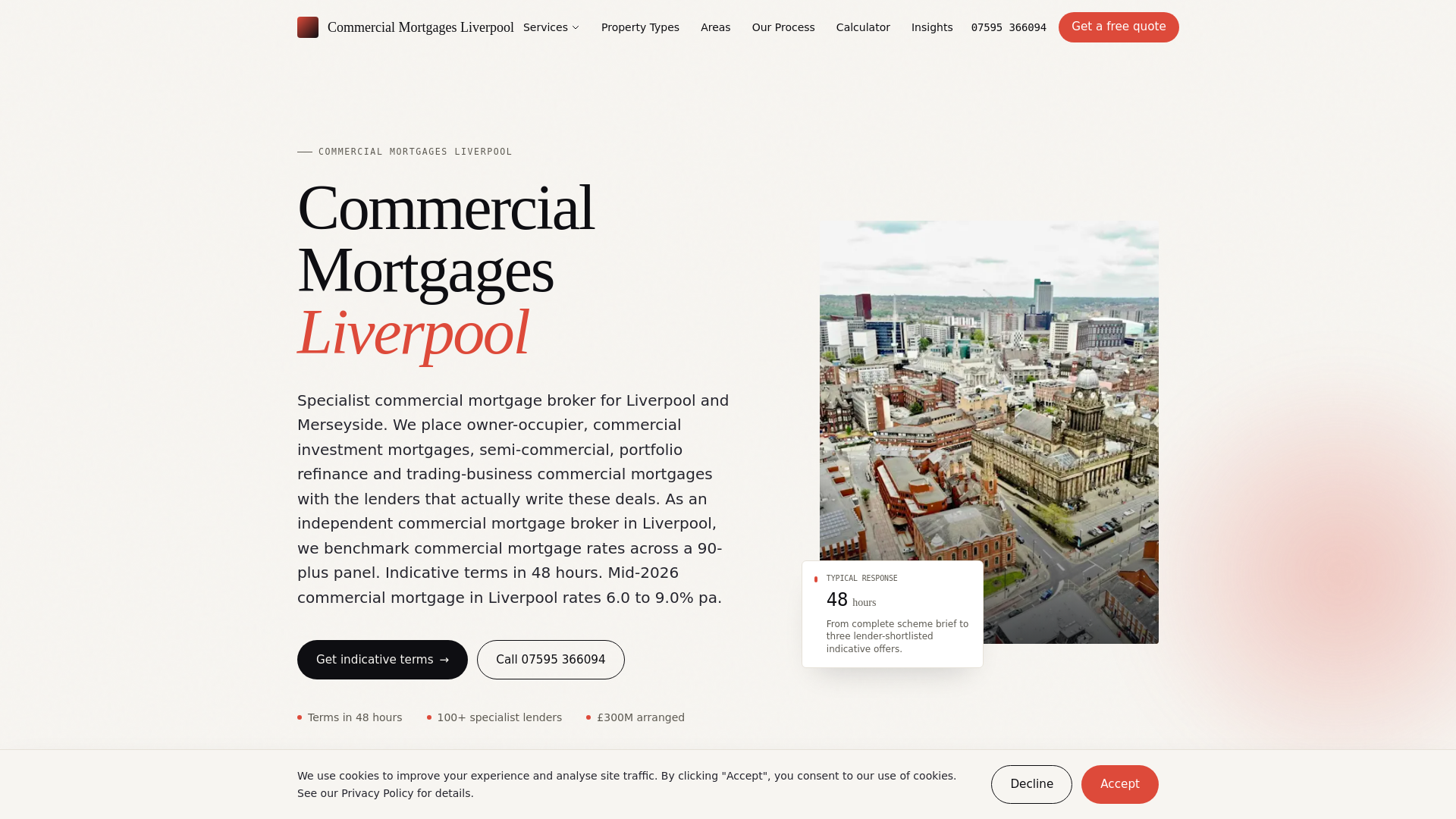 website screenshot of https://commercialmortgagesliverpool.co.uk/
