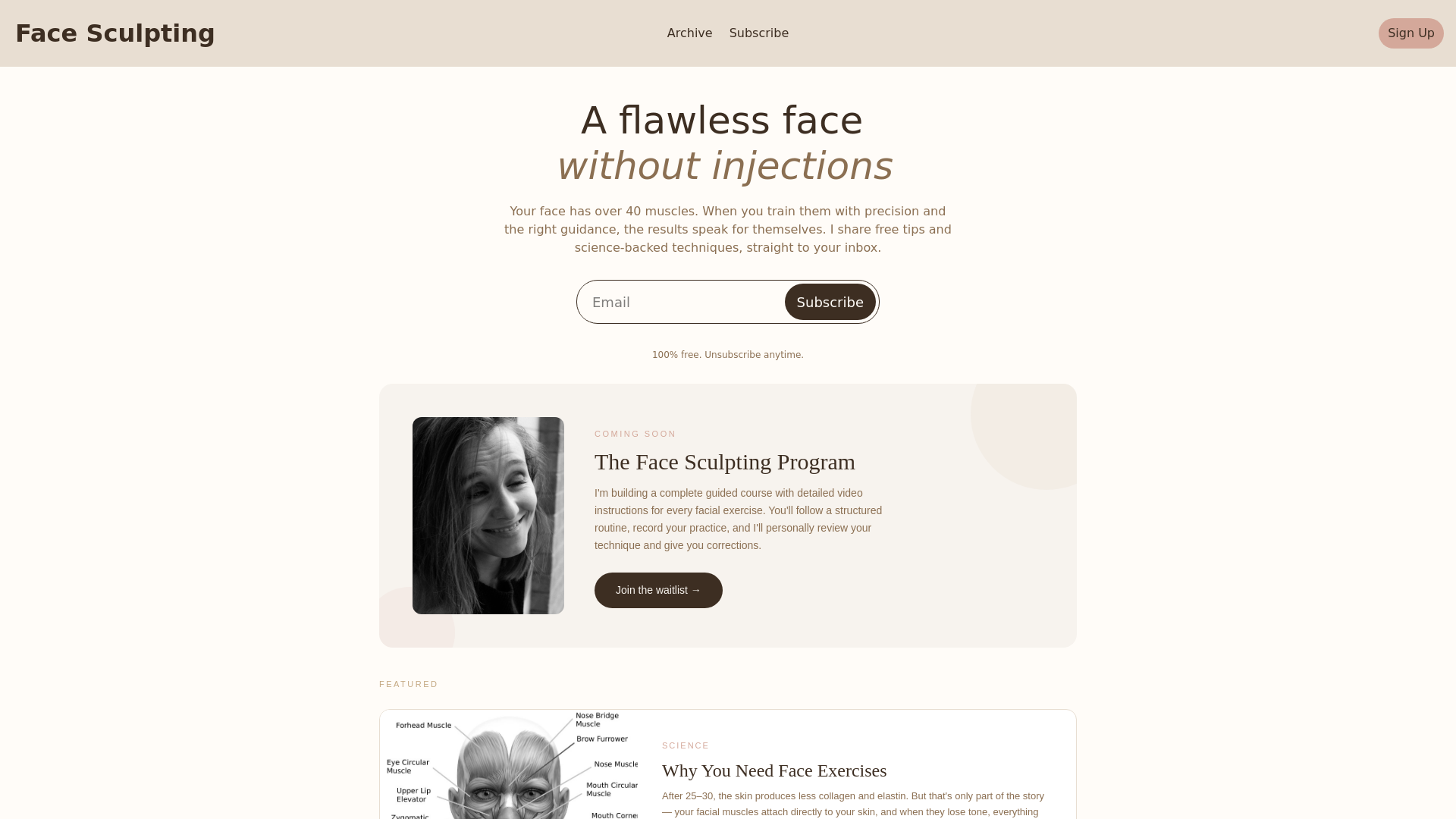 website screenshot of https://facesculpting.fit/