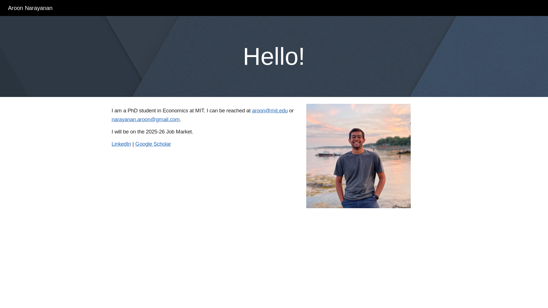 website screenshot of https://aroon-website.pages.dev/