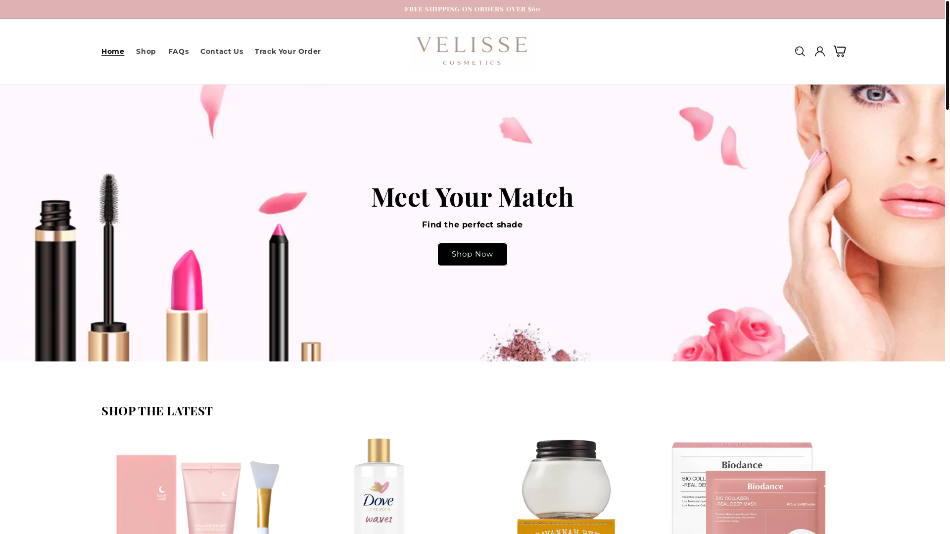 website screenshot of https://velissecosmetics.shop/