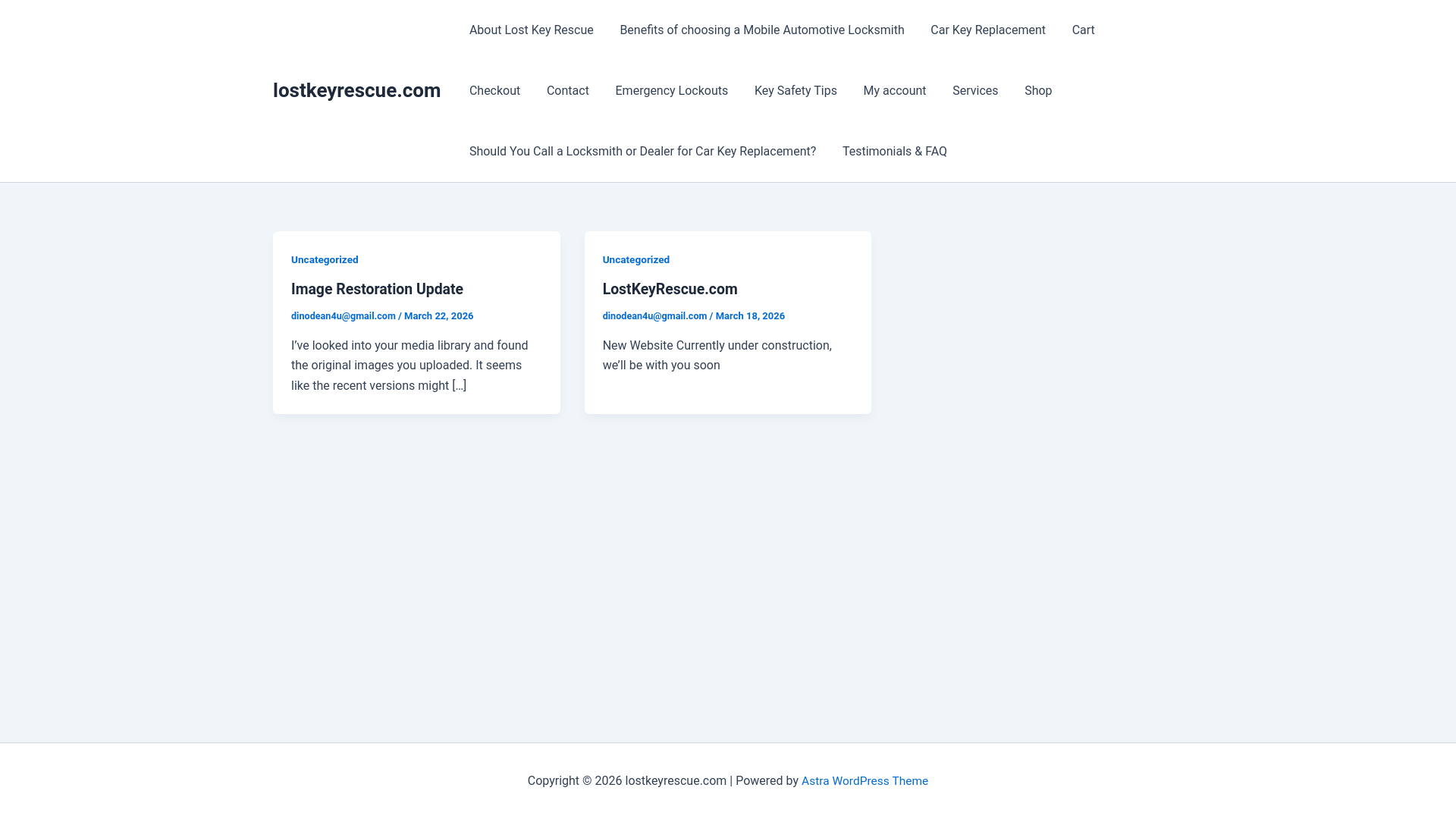 website screenshot of https://lostkeyrescue.com