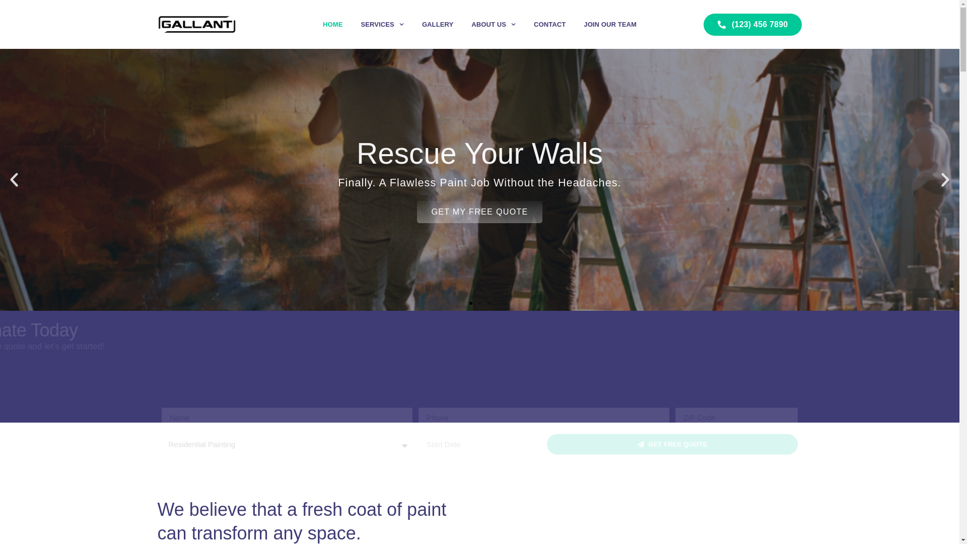 website screenshot of https://gallantpainting.ca/