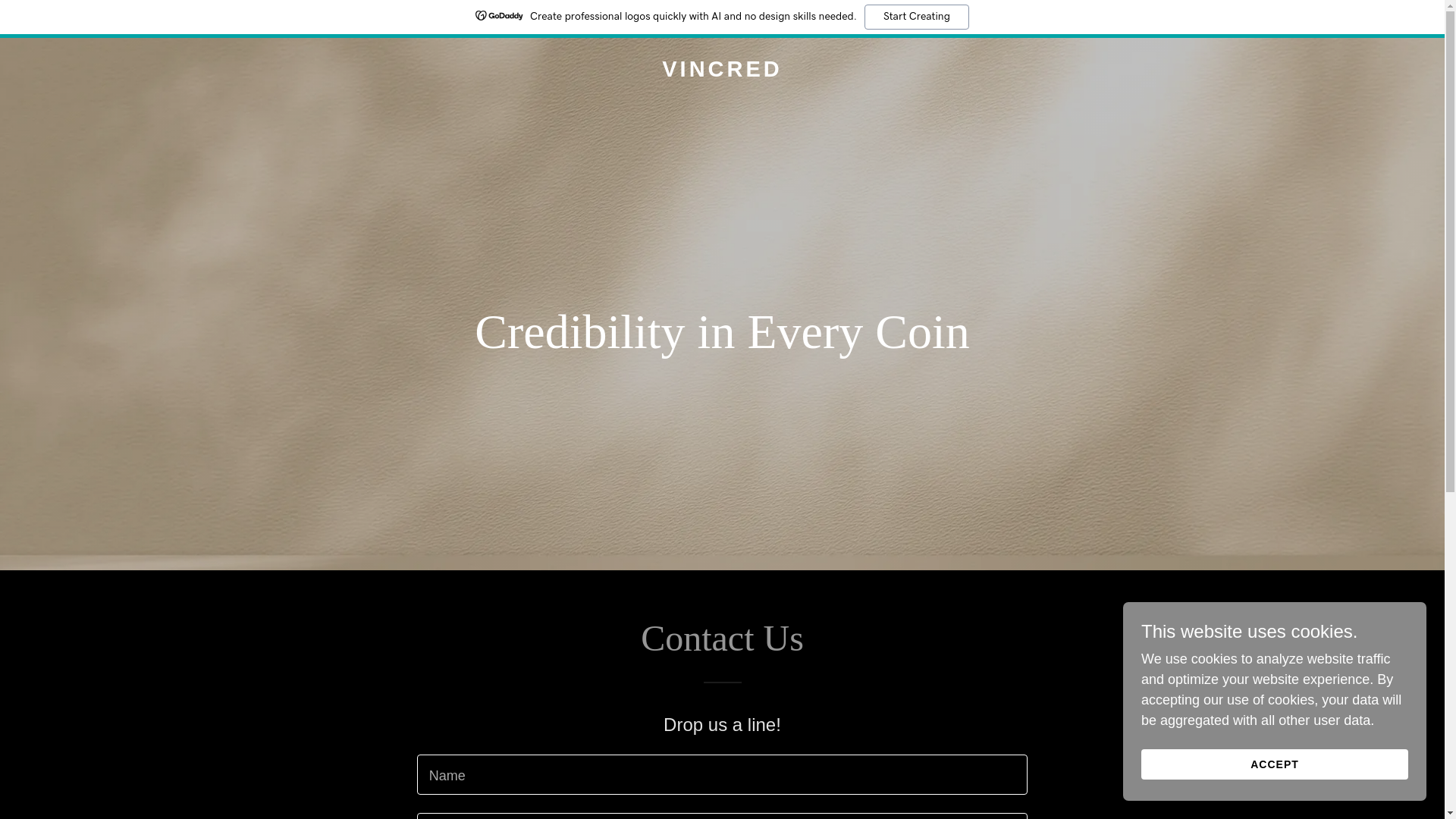 website screenshot of https://vincred.com/