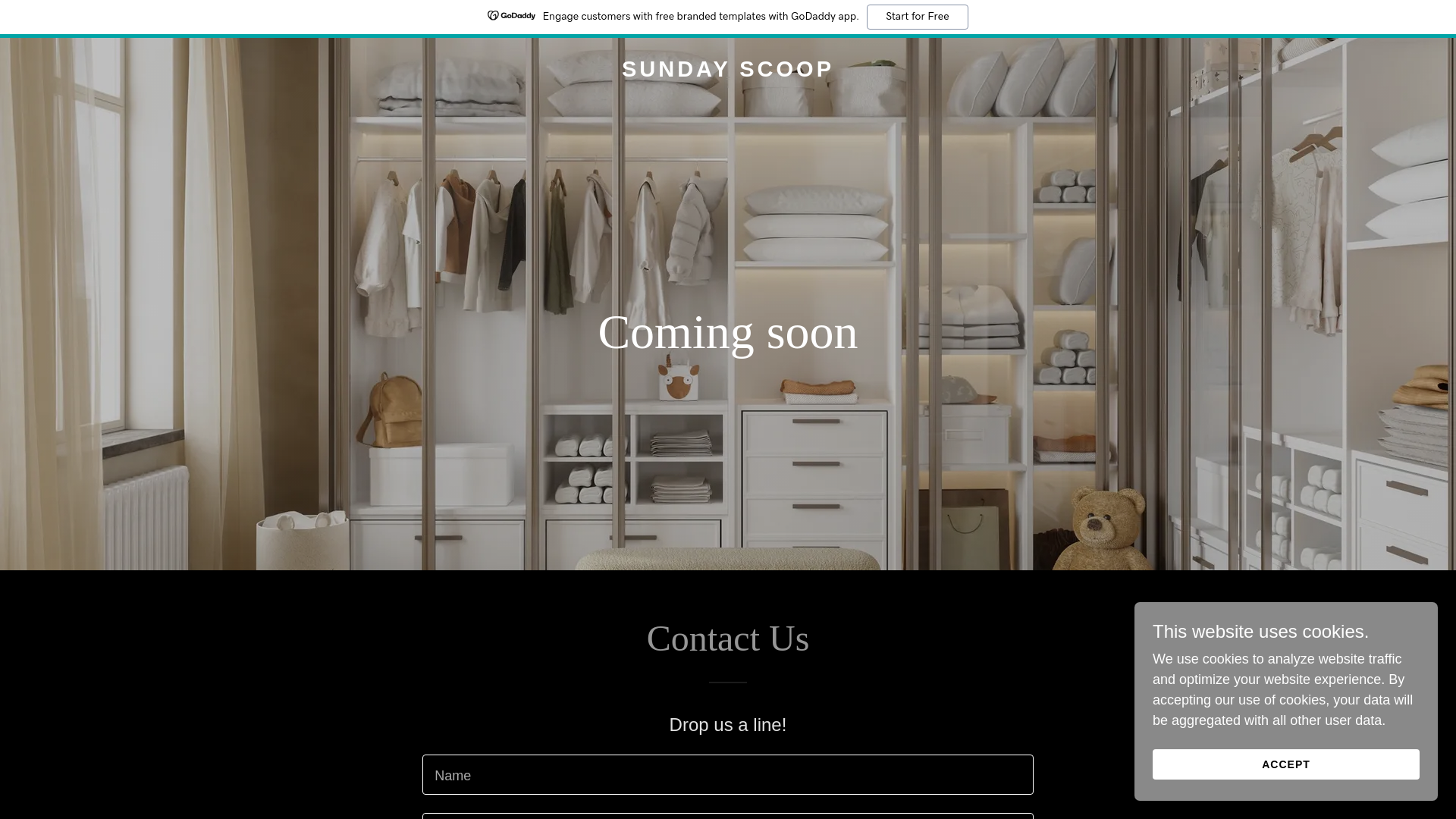 website screenshot of https://sundayscoop.store/